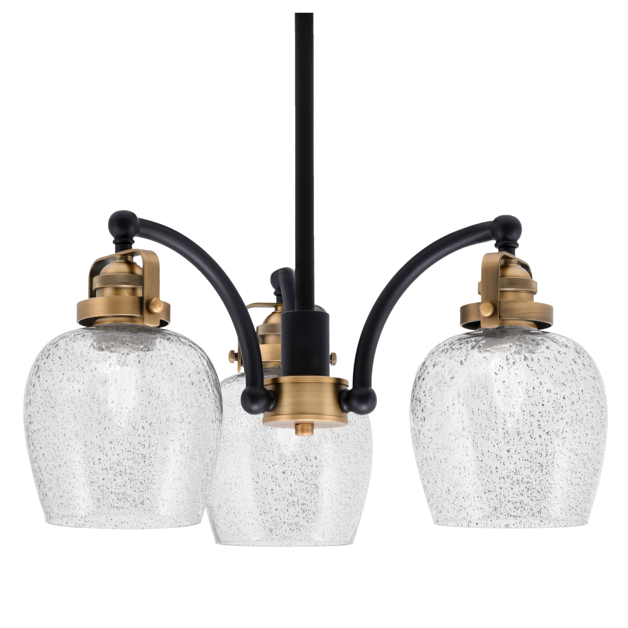 Easton Downlight, 3 Light, Chandelier Shown In Matte Black & Brass Finish With 6&quot; Smoke Bubble Glass