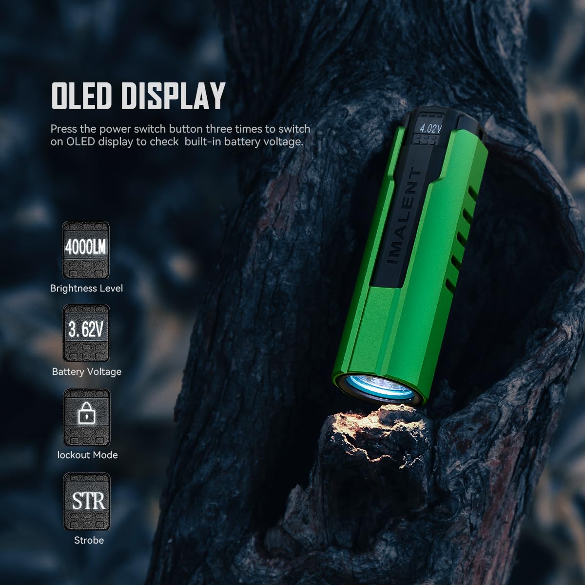 IMALENT LD70 Pocket Flashlight, 4000 Lumens, Rechargeable, Aluminum, Fruit Green