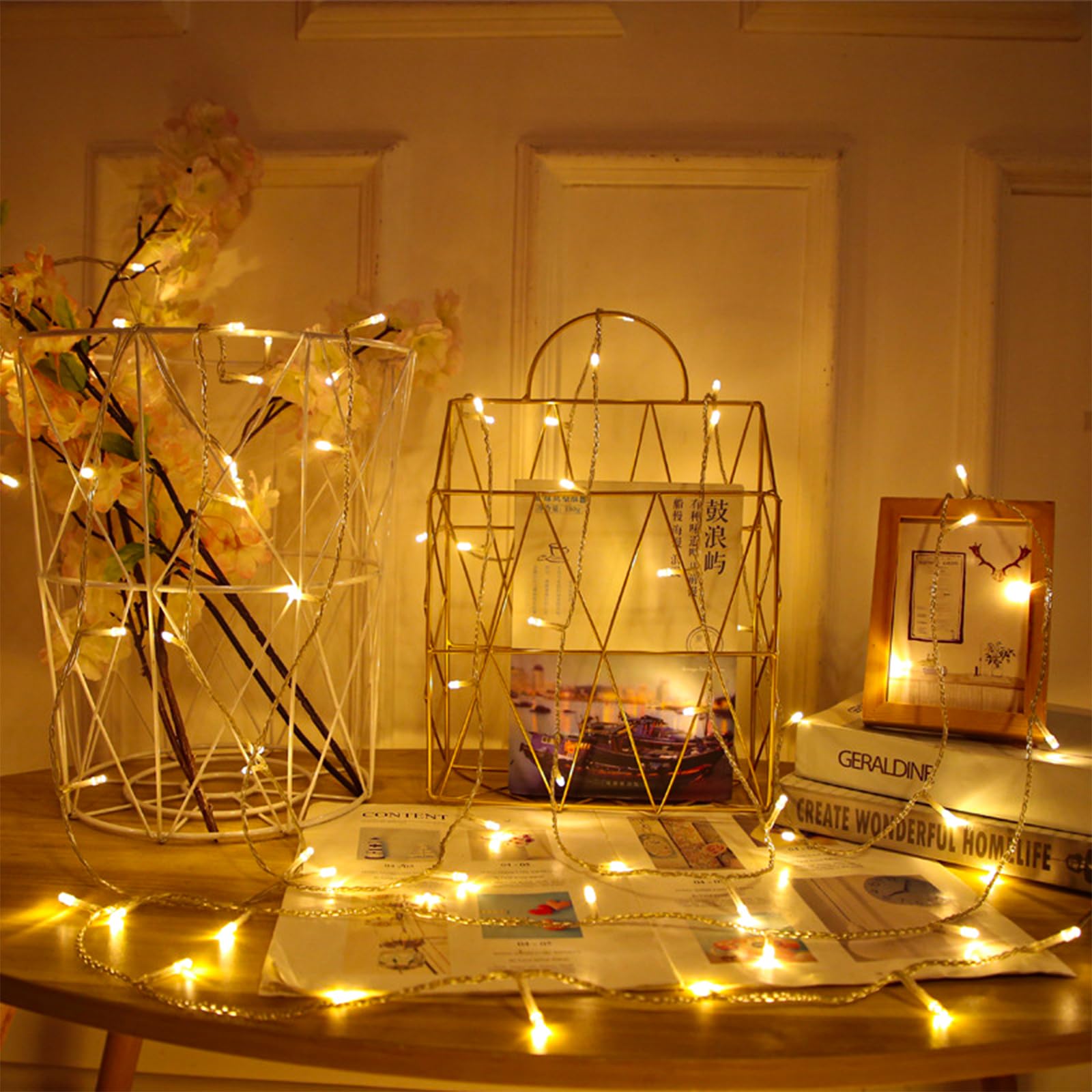 Jacuxlss 33Ft 100 Led Plug In Connectable Fairy String Lights  8 Mode Decorative Lights For Home  Bed Room  Classroom Wall Ceiling Tree Hanging Indoor Outdoor Easter Christmas Decor  Warm White