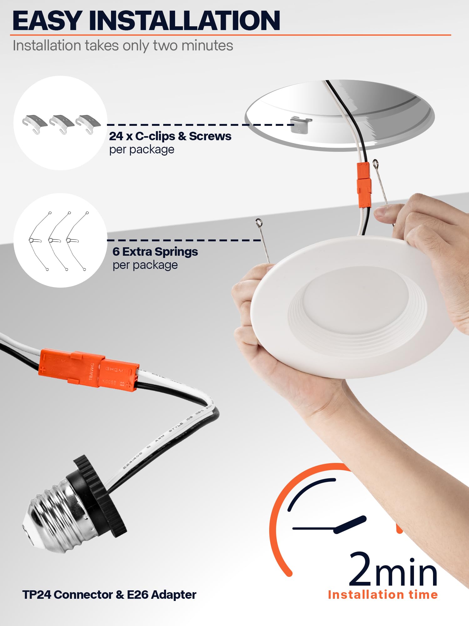 POWERASIA 12 Pack 5/6 Inch LED Retrofit Recessed Lights, 5CCT Dimmable 12W, 1200LM, Metal Trim, Energy Star,