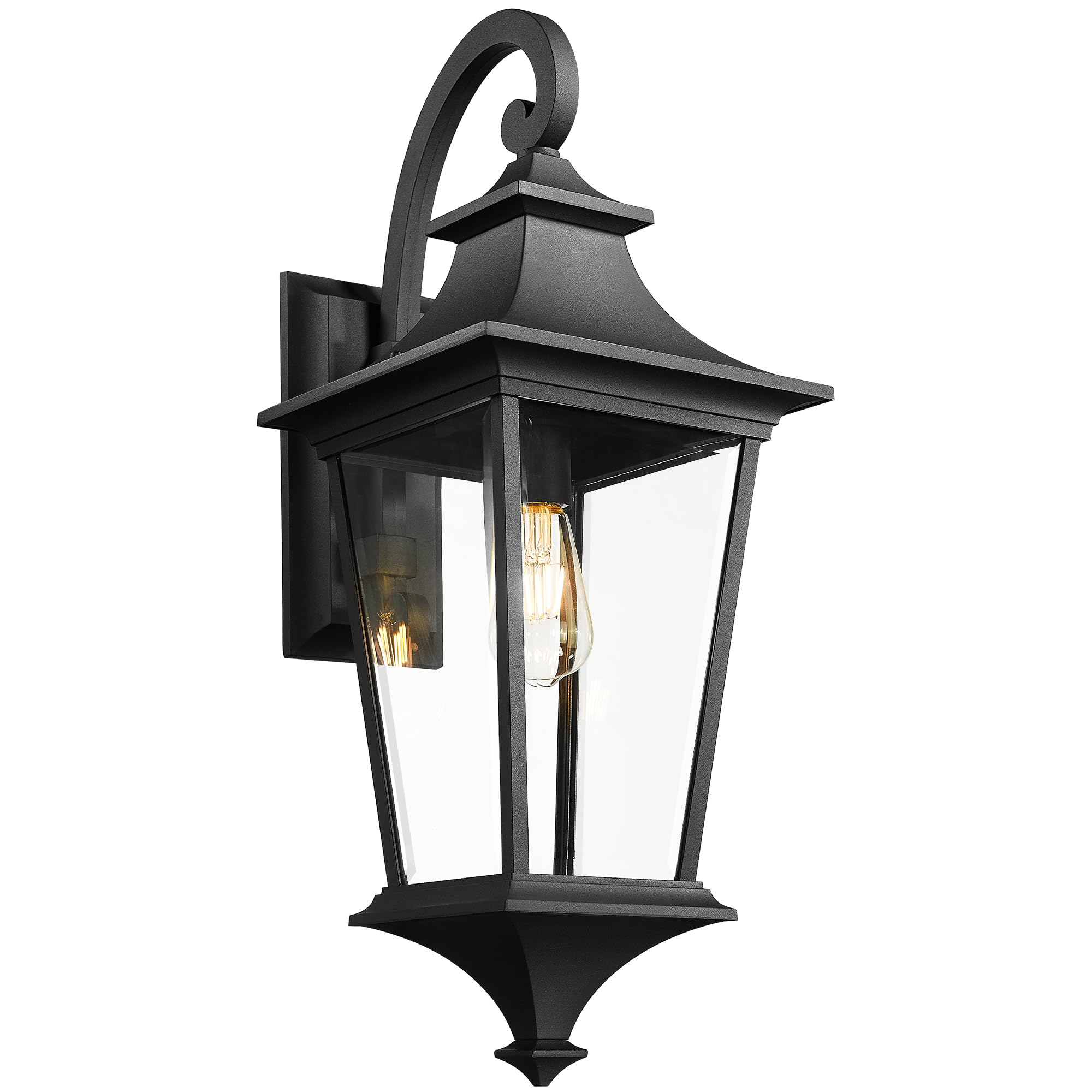Emliviar 29.3 Inch Trendy Outdoor Wall Sconce, Large Exterior Wall Light for Porch Patio, Clear Glass in Black Finish, XE292B-L 