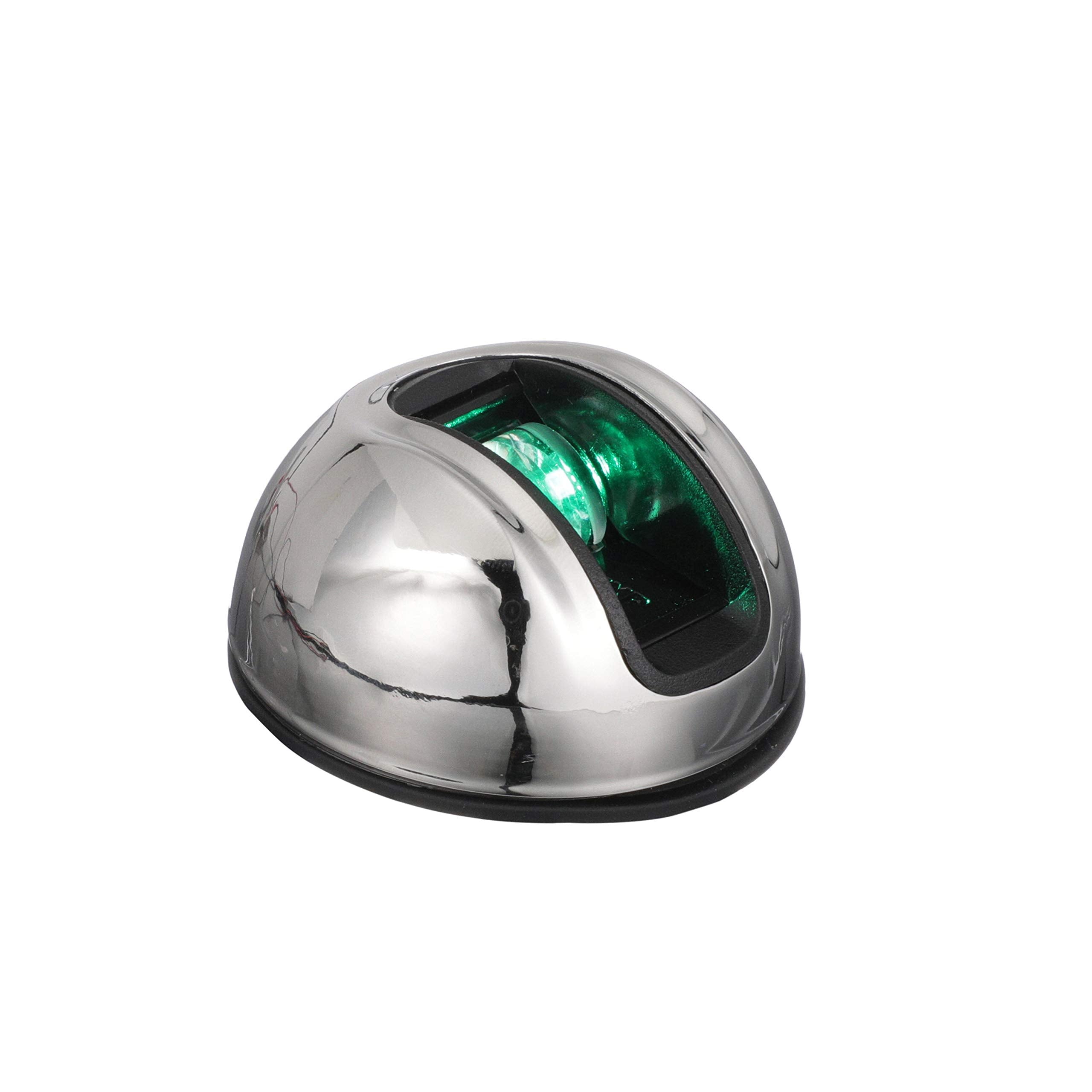 Attwood Nv3012Ssg-7 Lightarmor™ 2-Mile Vertical Surface Mount Navigation Light, Green Led Lighting, Round Stainless Housing