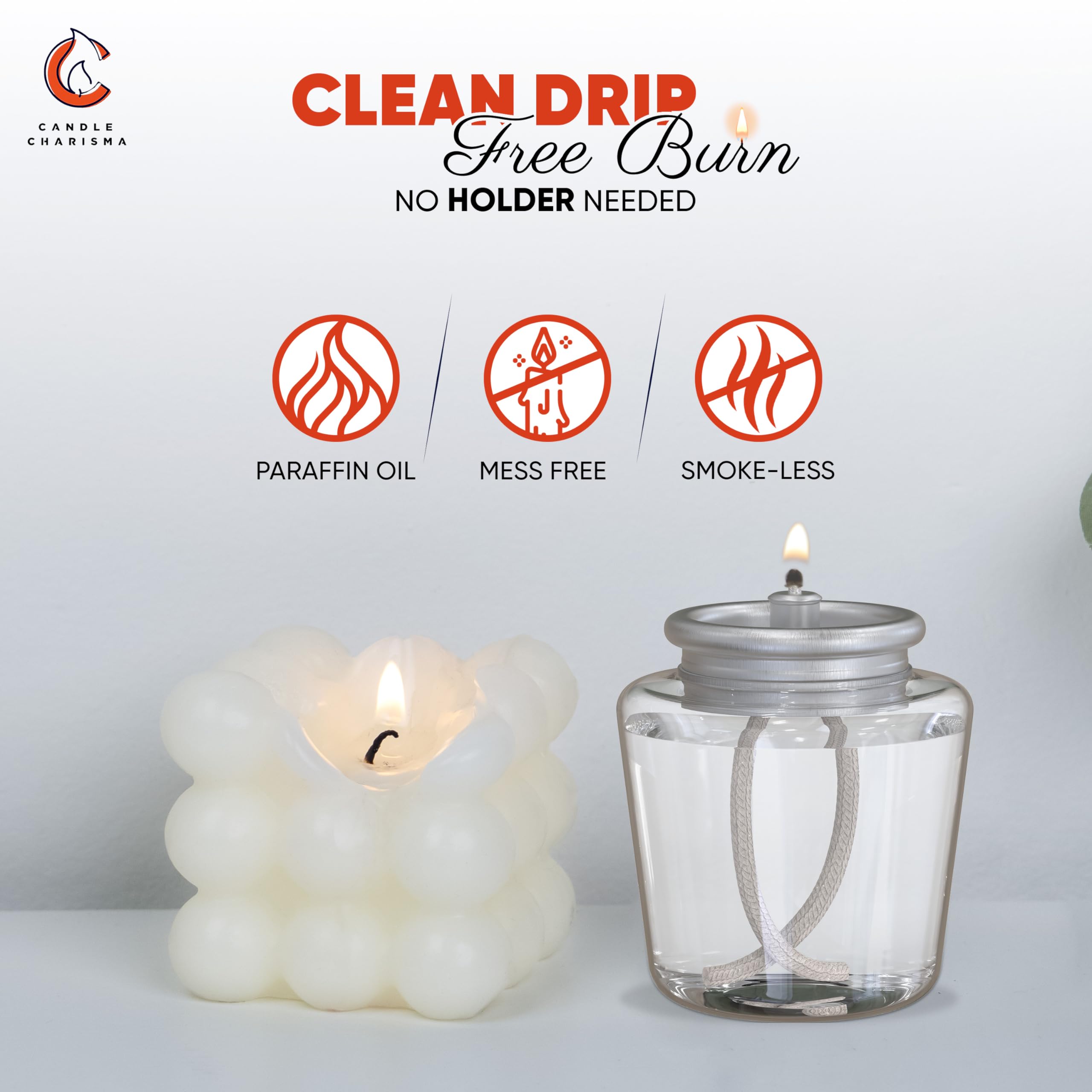 Candle Charisma Disposable Liquid Candles - Oil Tea Lights with Extended 15 Hour Burn Time - Dripless Liquid Candle, Smokeless C