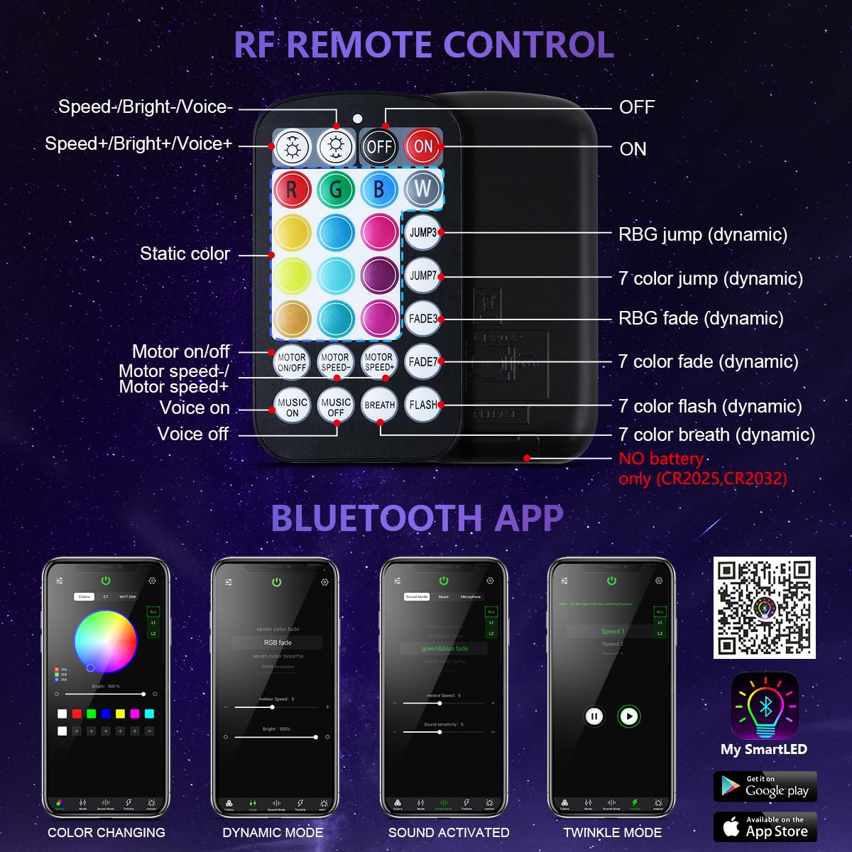 WEBUPAR Starlight Headliner Kit, RGBW Fiber Optic Lights, 600pcs 0.03in 13.1ft, Bluetooth & Remote Control, Multicolor