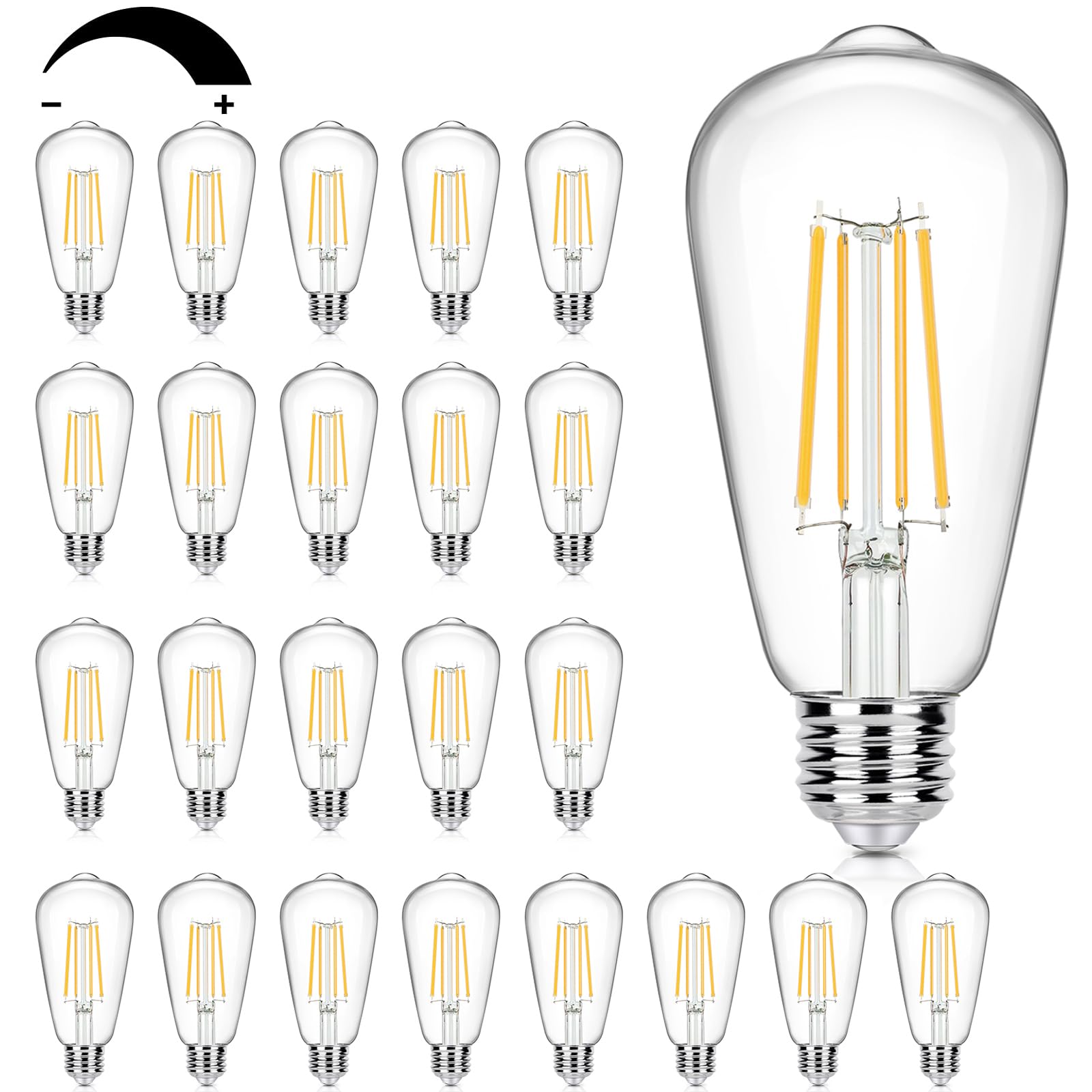 Vintage Led Edison Bulbs 60 Watt Equivalent Dimmable 7W St58 Led Filament Light Bulbs Warm White 3000K Antique Style Lighting Hi