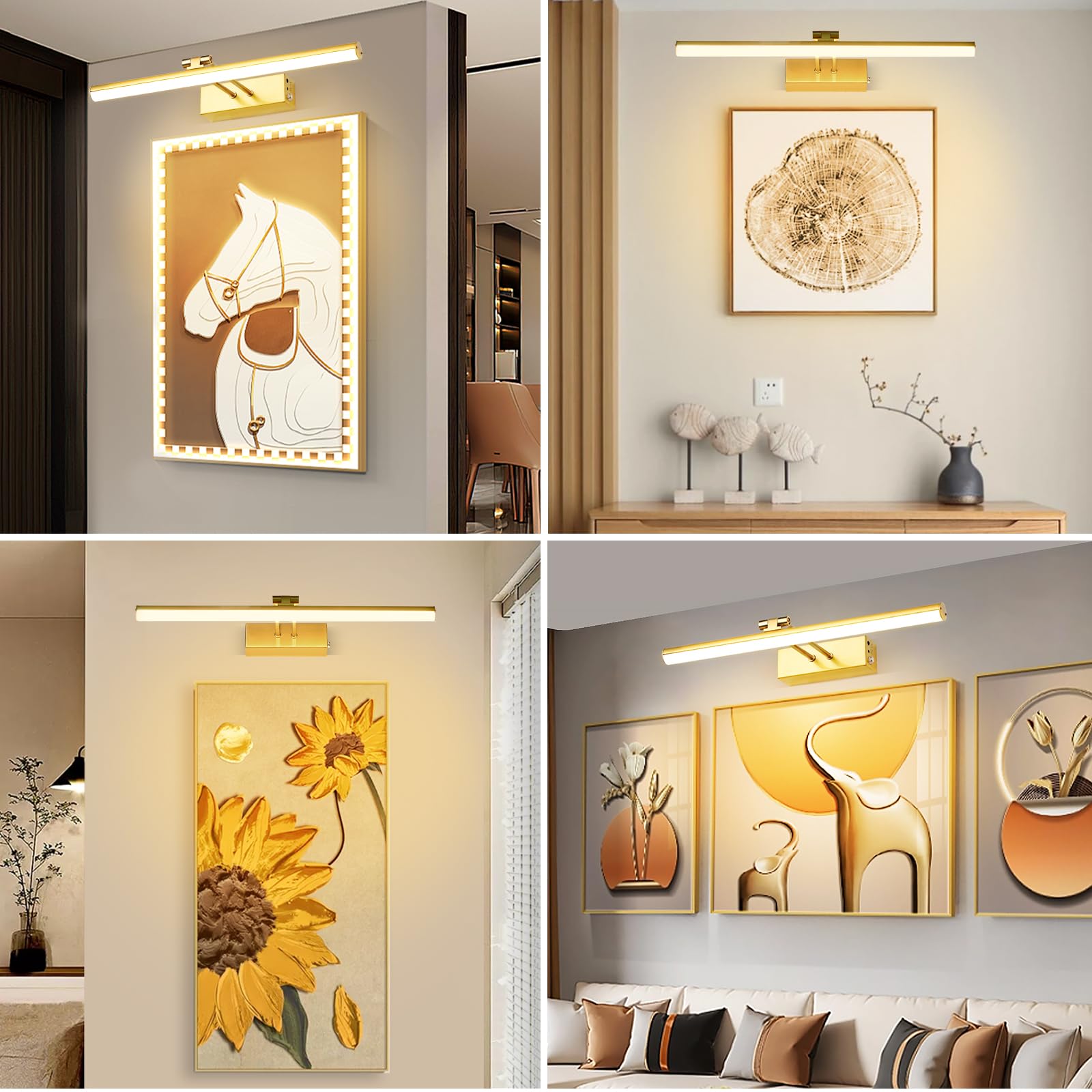 HOWMZON Battery Picture Light with Remote, Dimmable 20" Copper Art Lamp for Paintings and Portraits, Model HW202201BRL