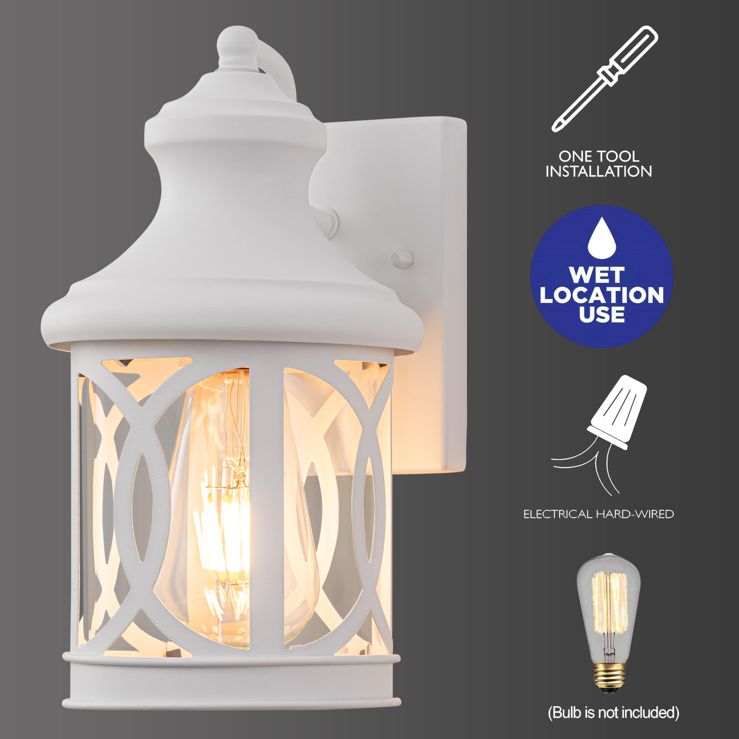 Laplusbelle Outdoor Wall Sconce, White Modern Outdoor Wall Lights, Waterproof Exterior Light Fixture Porch Sconces, Outdoor Ligh