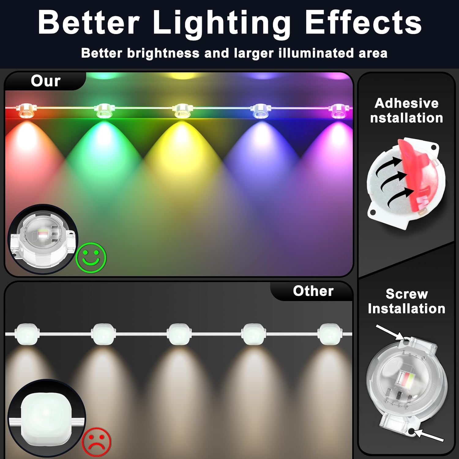 SINLEY 300FT RGB Outdoor Lights, App Controlled Eaves Lighting, IP67 Waterproof, DIY Scene Modes, Model 400ft
