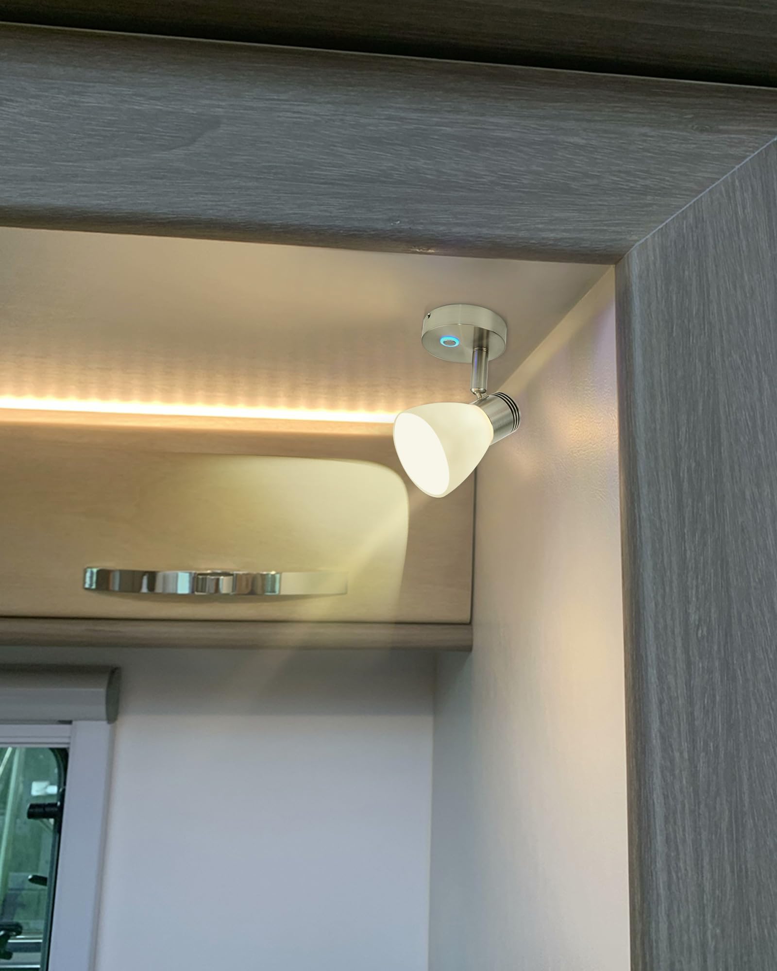 THALASSA LED 12V Reading Lamp - Dimmable Wall Sconce, Warm White, Brushed Aluminum, Model L0262BM for Boats, Caravans, and Campers