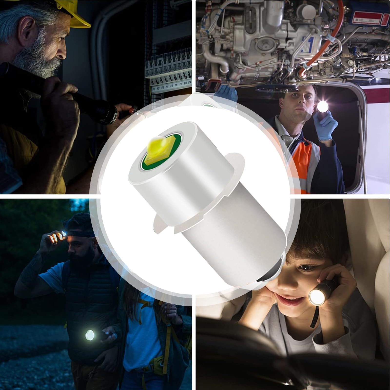 Yafiygi 4 Pack Led Flashlight Bulb Replacement 3V Led Bulbs For Maglite Conversion Kit 18V 12V 19.2V 6-24 Volt 3W 247Lm Pr2 P13.