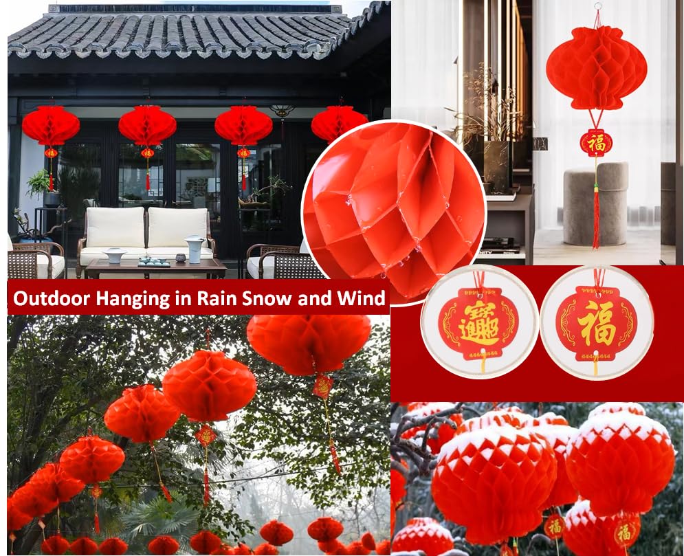 Zujiefu 20Ps Holiday Decorations;Chinese Red Paper Lanterns Festival Decorations For New Year Spring Festival Wedding Celebratio