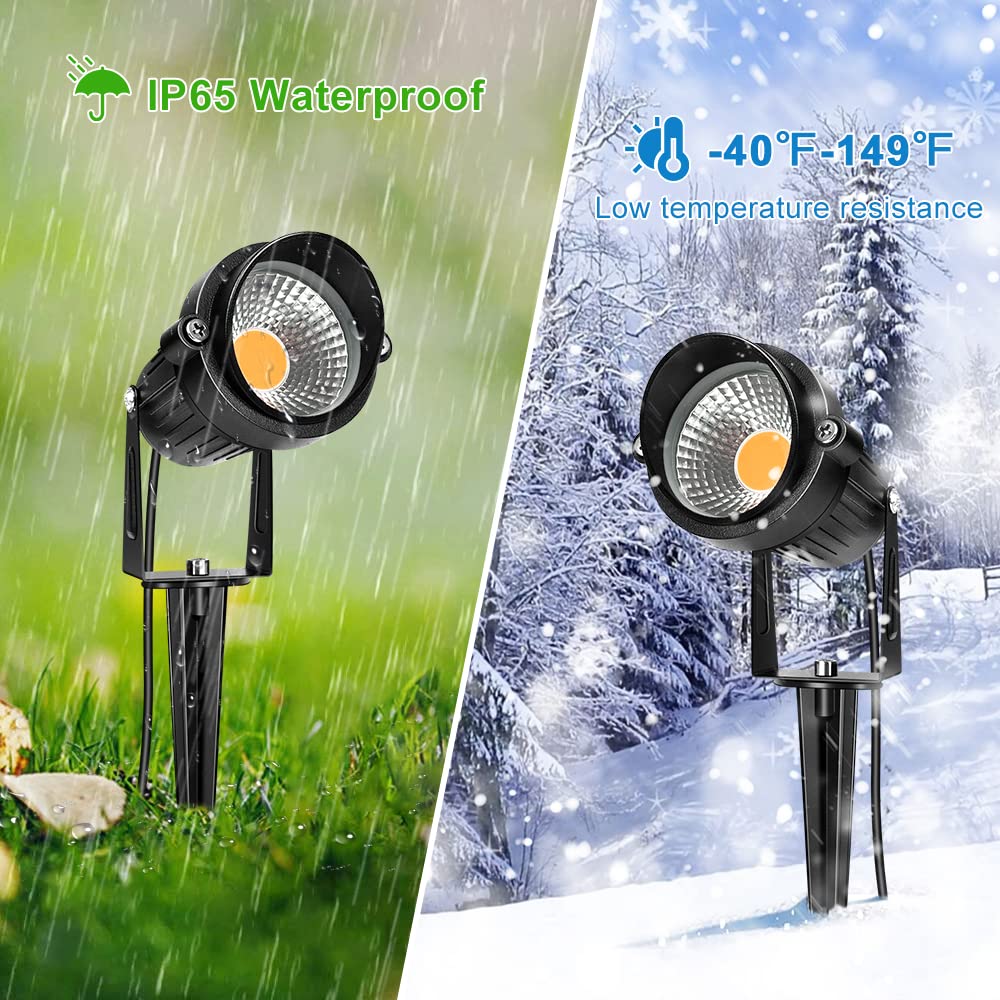 Lightingwill 5W Landscape Lighting  Warm White 3000K-3500K  Dc 12V Led Low Voltage Landscape Lights  Ip65 Waterproof Pathway Lights For Outdoor Garden  Yard  Fence  House  Lawn  Tree  Flags (8 Pack)