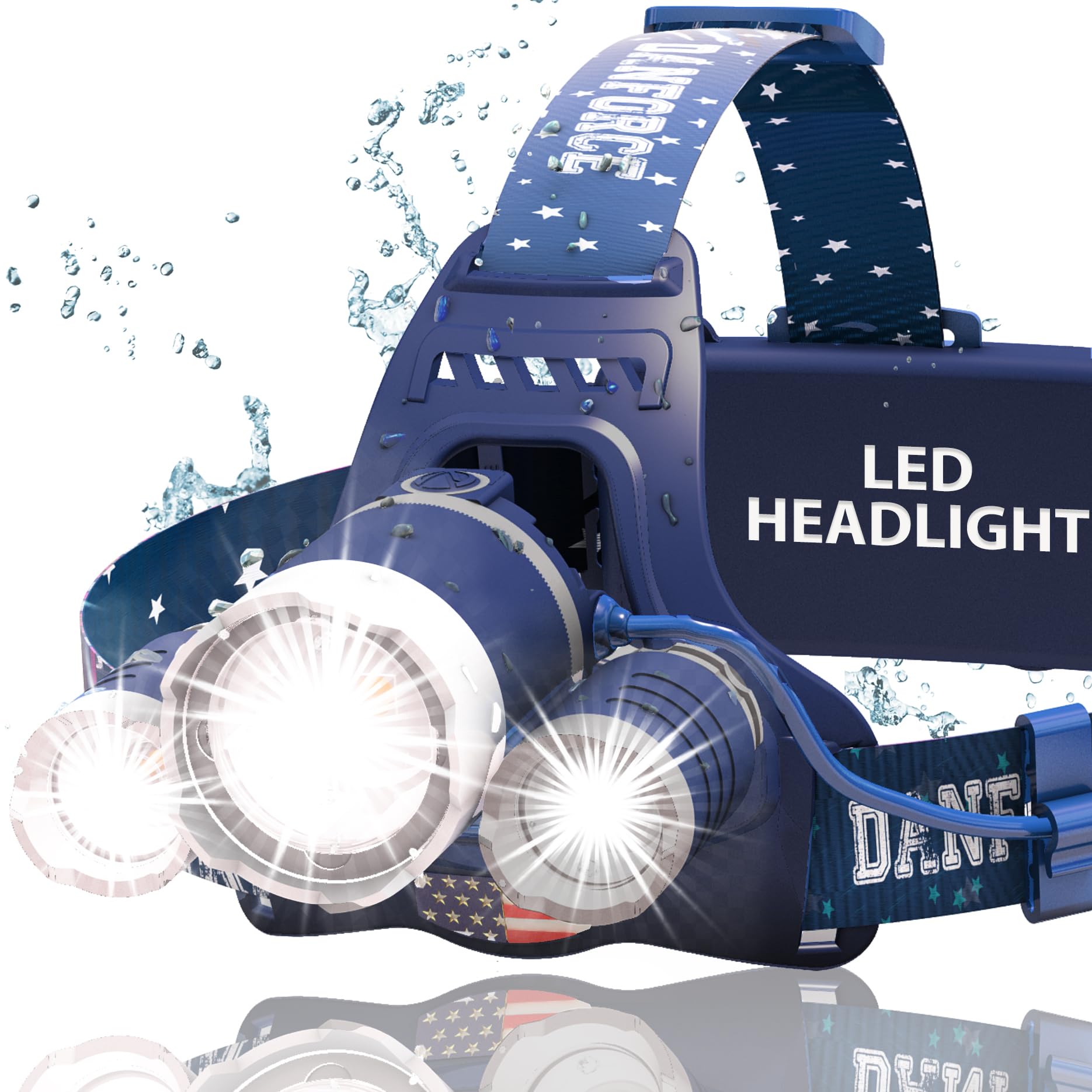 Danforce Headlamp. Usb Rechargeable Led Head Lamp. Ultra Bright Cree 1080 Lumen Head Flashlight + Red Light. Headlamps For Adult