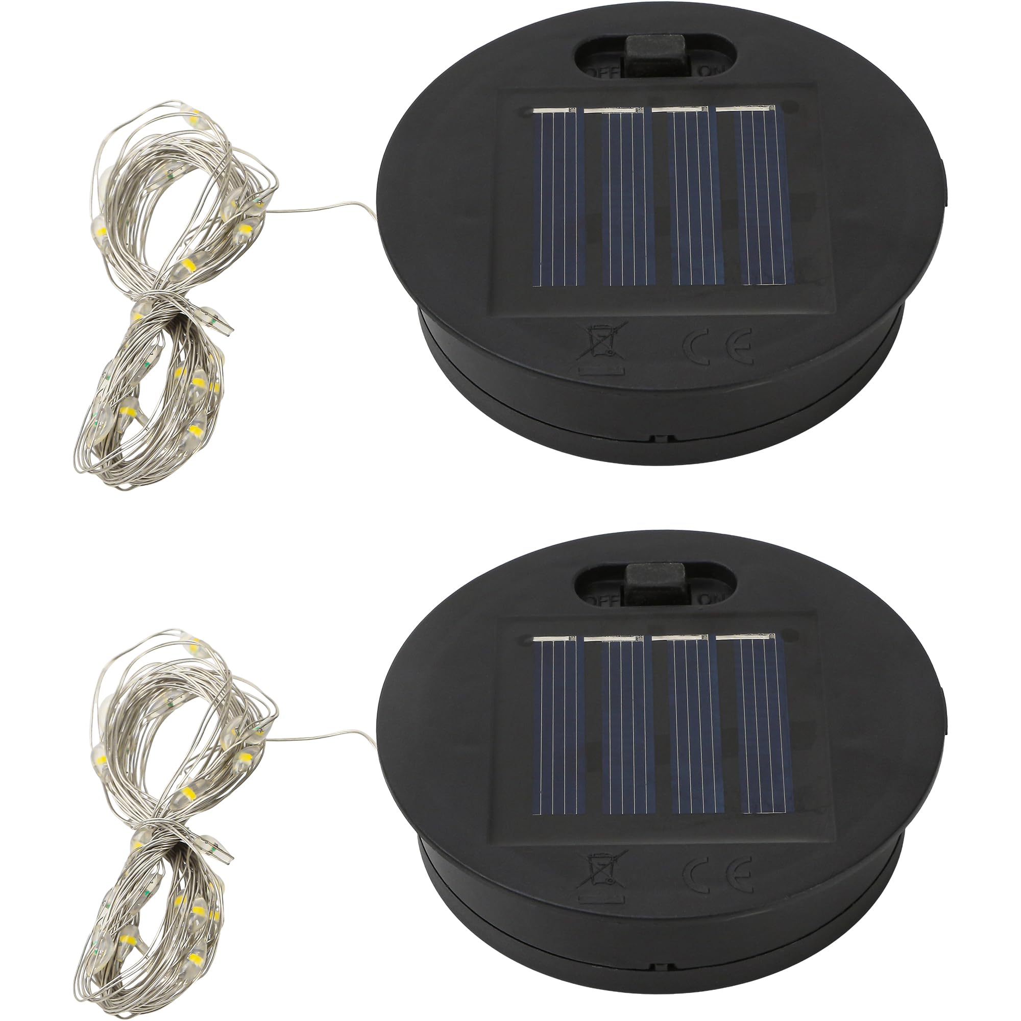 Solar Light Lantern Replacement Top 2 Pack 6cm/2.4inch Round Panel Lid with String, Decorative LED Fairy Can Lights for Outdoor 