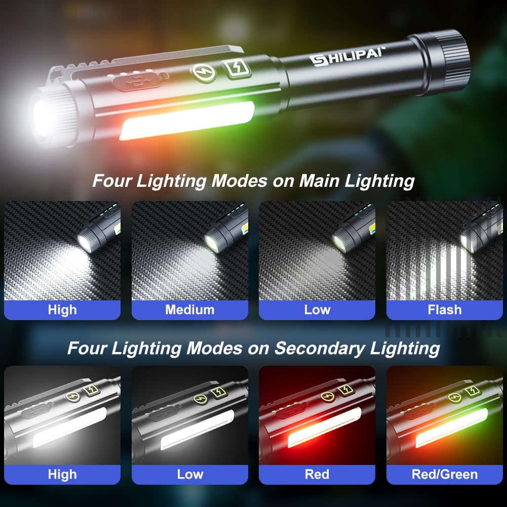 SHiLiPAi Mini COB Flashlight Pen Light - Grey, Dual Magnetic Base, Hands-Free, Model HF-YM-M45