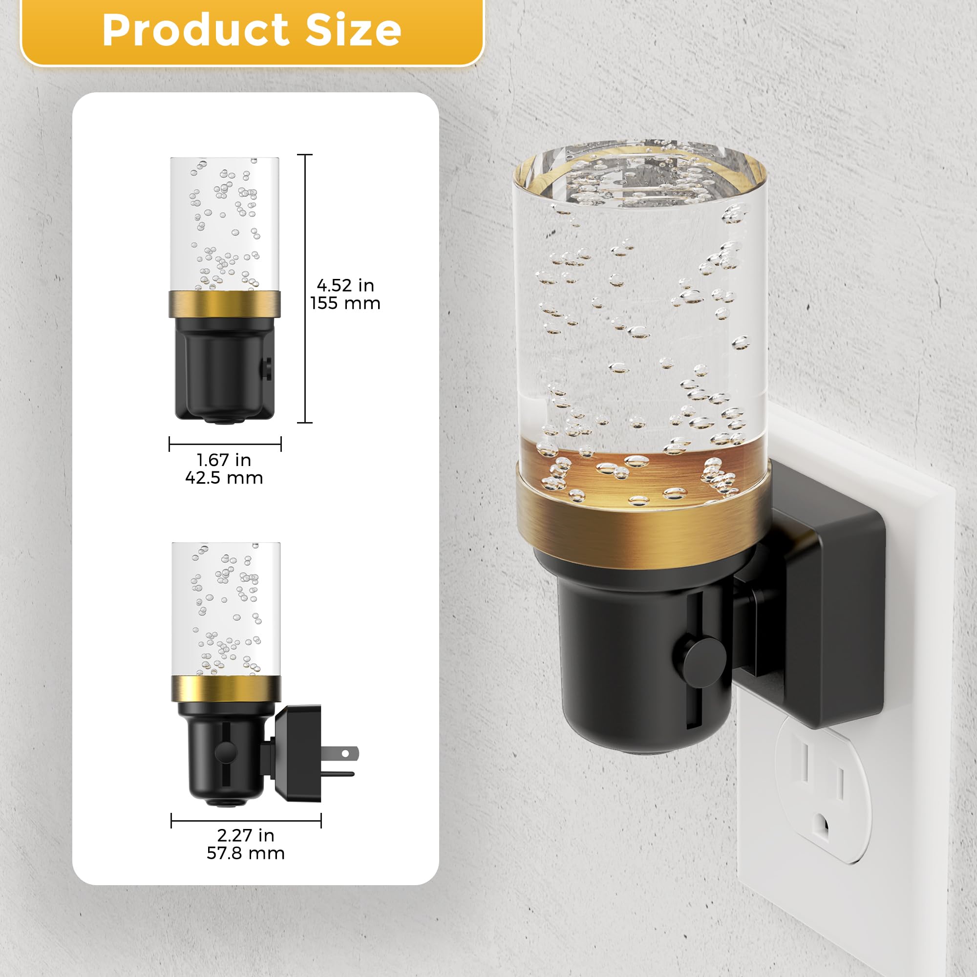 L Lohas Led Night Light, Dimmable Night Lights Plug Into Wall, Automatic Night Lights Plug In With Auto Light Sensor, 1800K Ambe