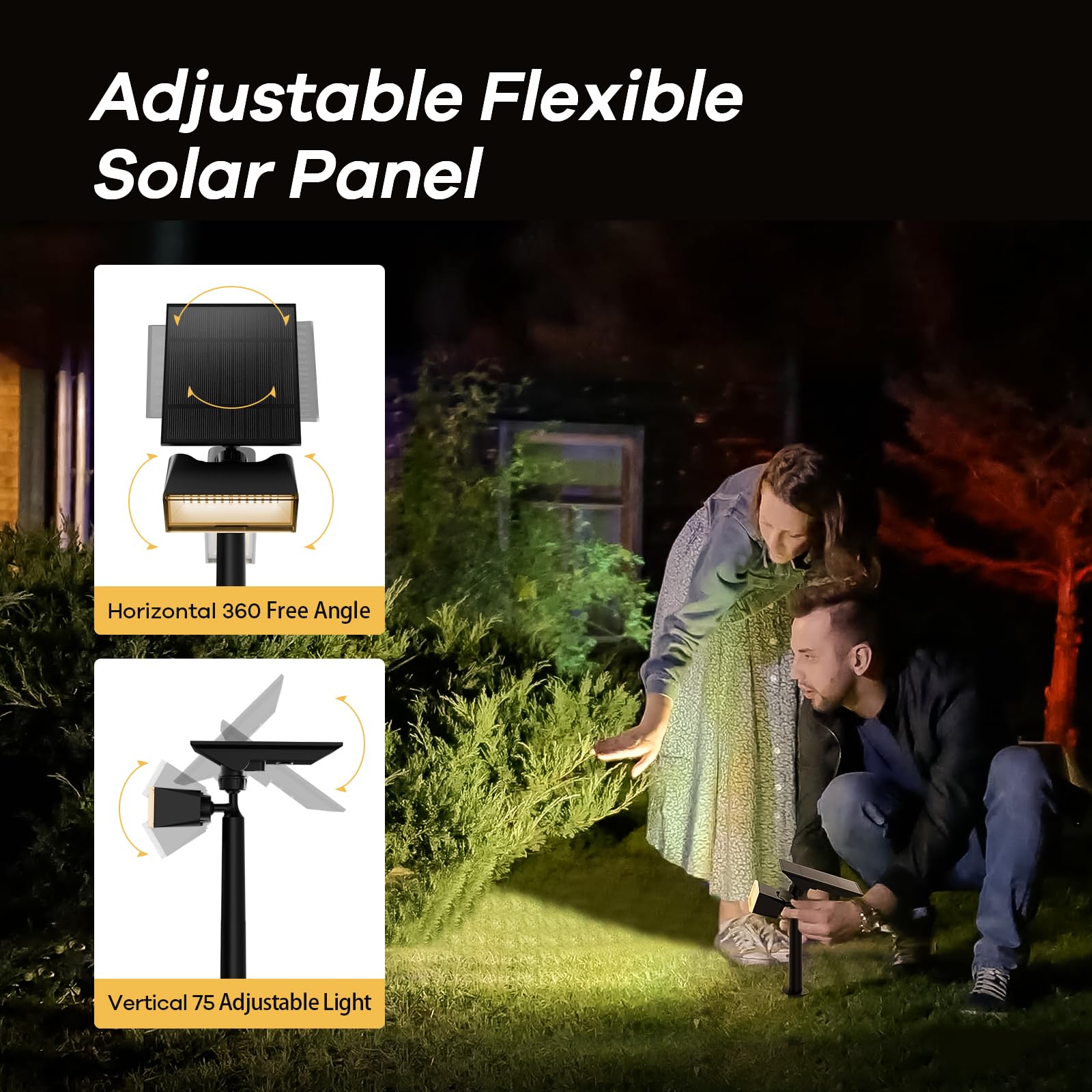 Consciot Solar Spot Lights Outdoor, 600LM, IP65 Waterproof, 360° Adjustable, Warm White, 4 Pack