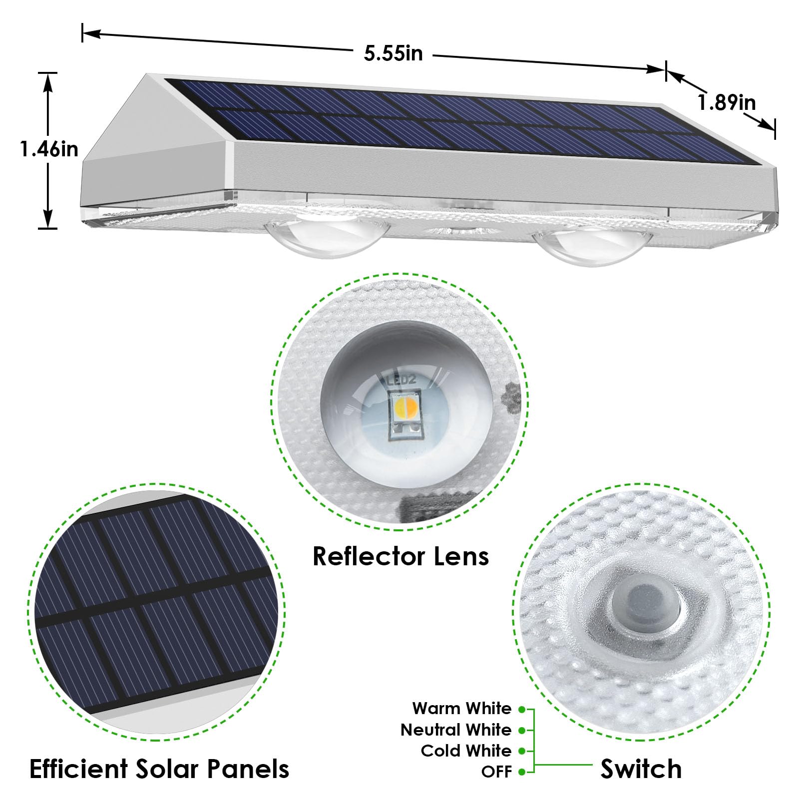 Solar Fence Lights Outdoor - 2700/4000/6000K 3 Modes  Ip65 Waterproof Fence Solar Lights Outdoor  Fence Light Solar Powered For Patio Decor/Railing/Step And Wall - Unique Housewarming Gifts(8 Pack