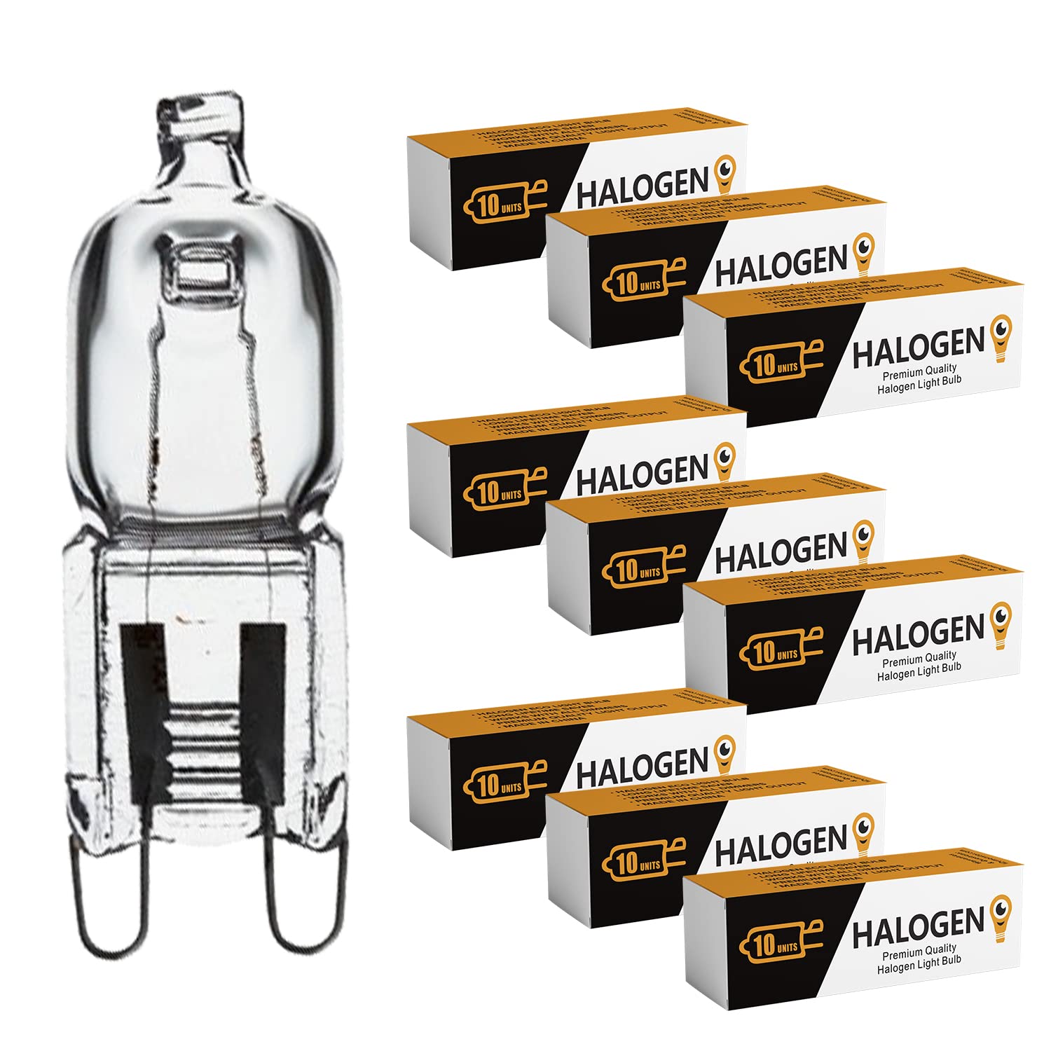 10 Pack Crystal Clear Lense 40W Q40/G9/Cl/120V G9 Jcd 40 Watt 120 Volt T4 Jd Type Halogen House Hold Light Bulb Hanging Pendant Accent Type Spot Down Lamp Chandelier Sconce Fixture Lighting