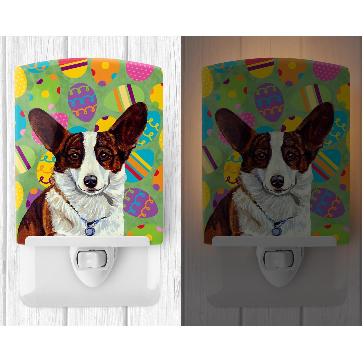 Carolines Treasures Ceramic Night Light, Corgi Design, UL-Certified, 6x4x3 inches, Ideal for Bedroom, Bathroom, Nursery, Multicolor