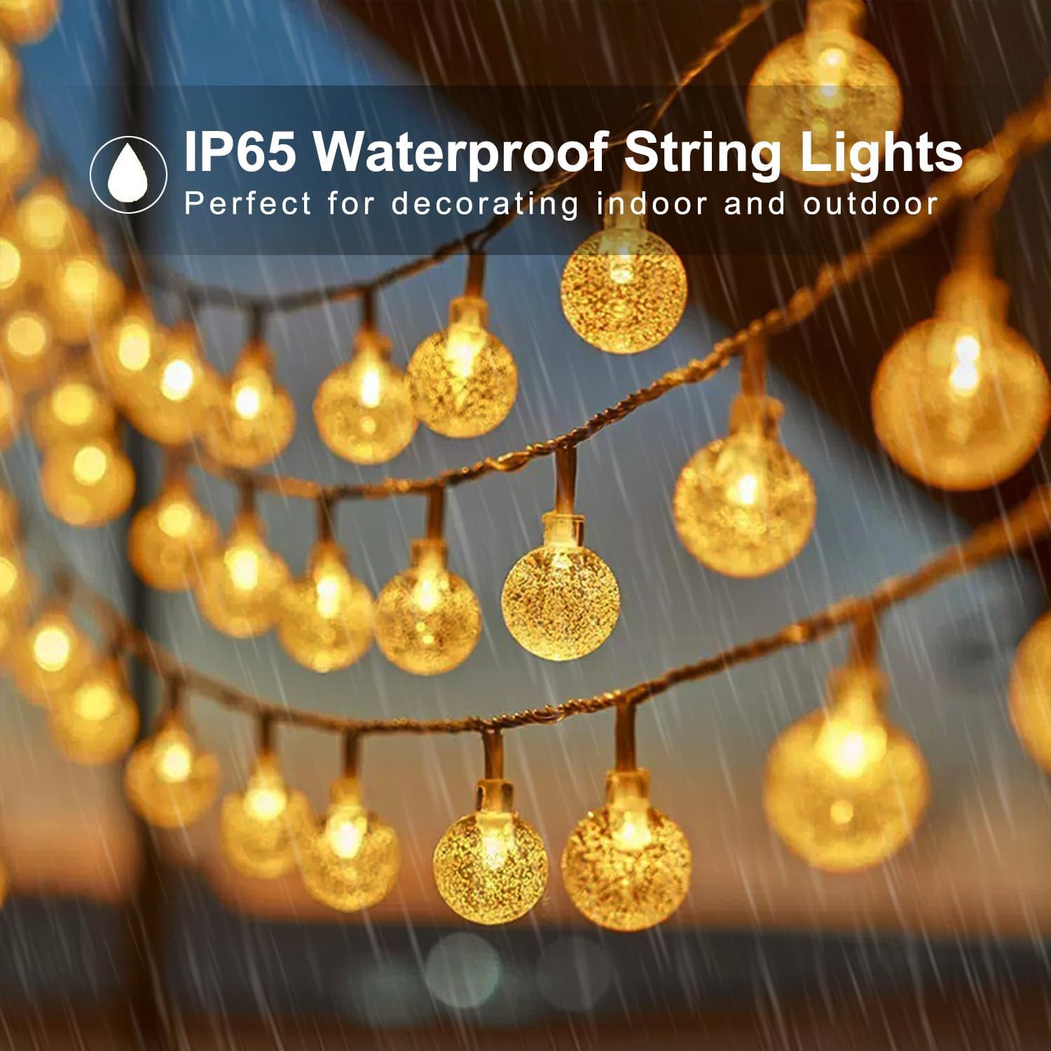 LSLCQW Solar String Lights, 60 LED, 40ft, Waterproof, Warm White, Outdoor Decor, Model 22