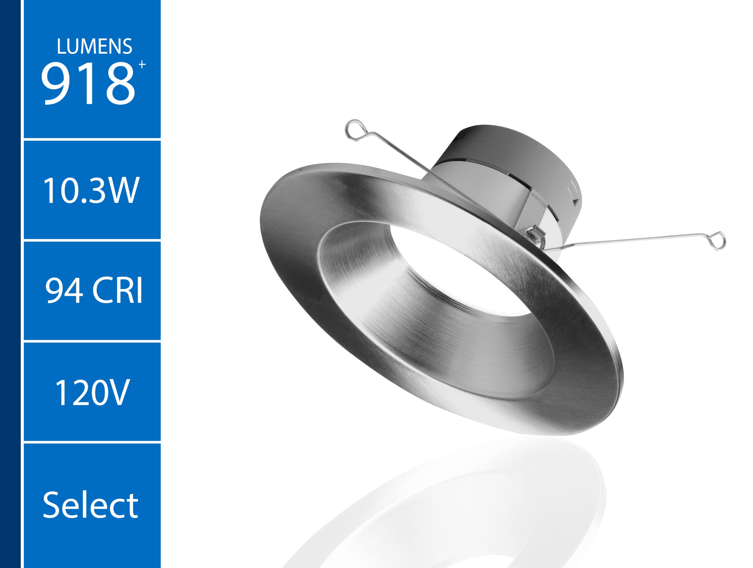 Nicor LED Recessed Ceiling Light, 5/6 Inch, Selectable CCT 2700K-5000K, 918 Lumens, Nickel, Model DLR56609120