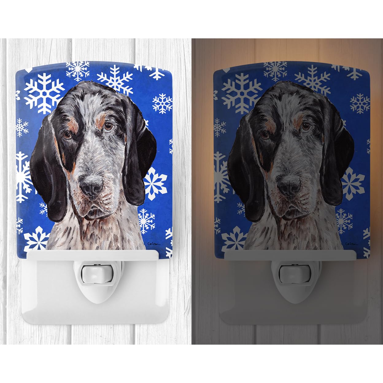 Carolines Treasures Ceramic Night Light - Blue Tick Coonhound, 6x4x3in, UL-Certified, Ideal for Bedroom, Bathroom, Nursery, Multicolor