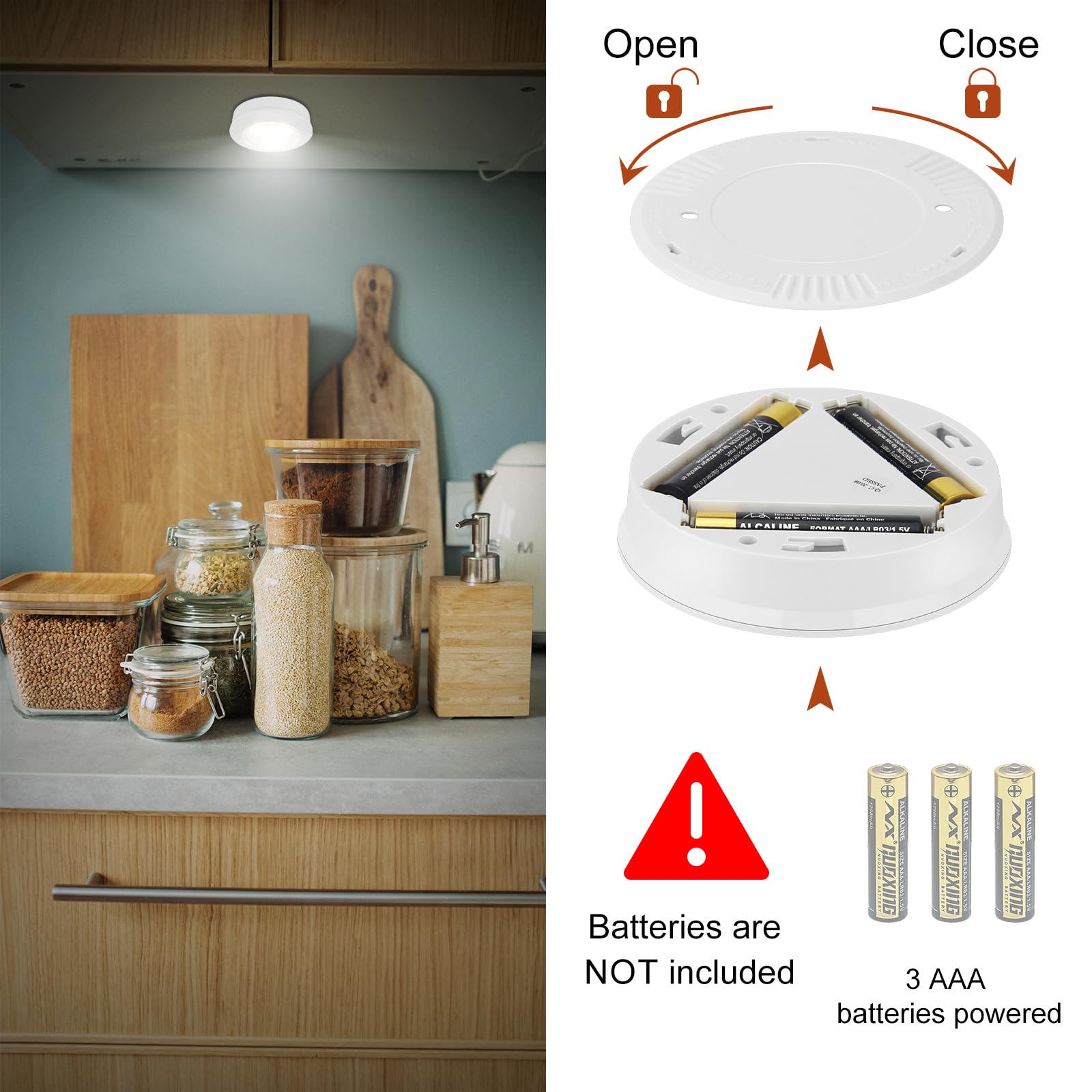 Luxsway Led Puck Light, Ultra-Thin Touch Light, Battery Operated, Tap Lights, 60 Lumens, Stick On Lights, Under Cabinet Lighting