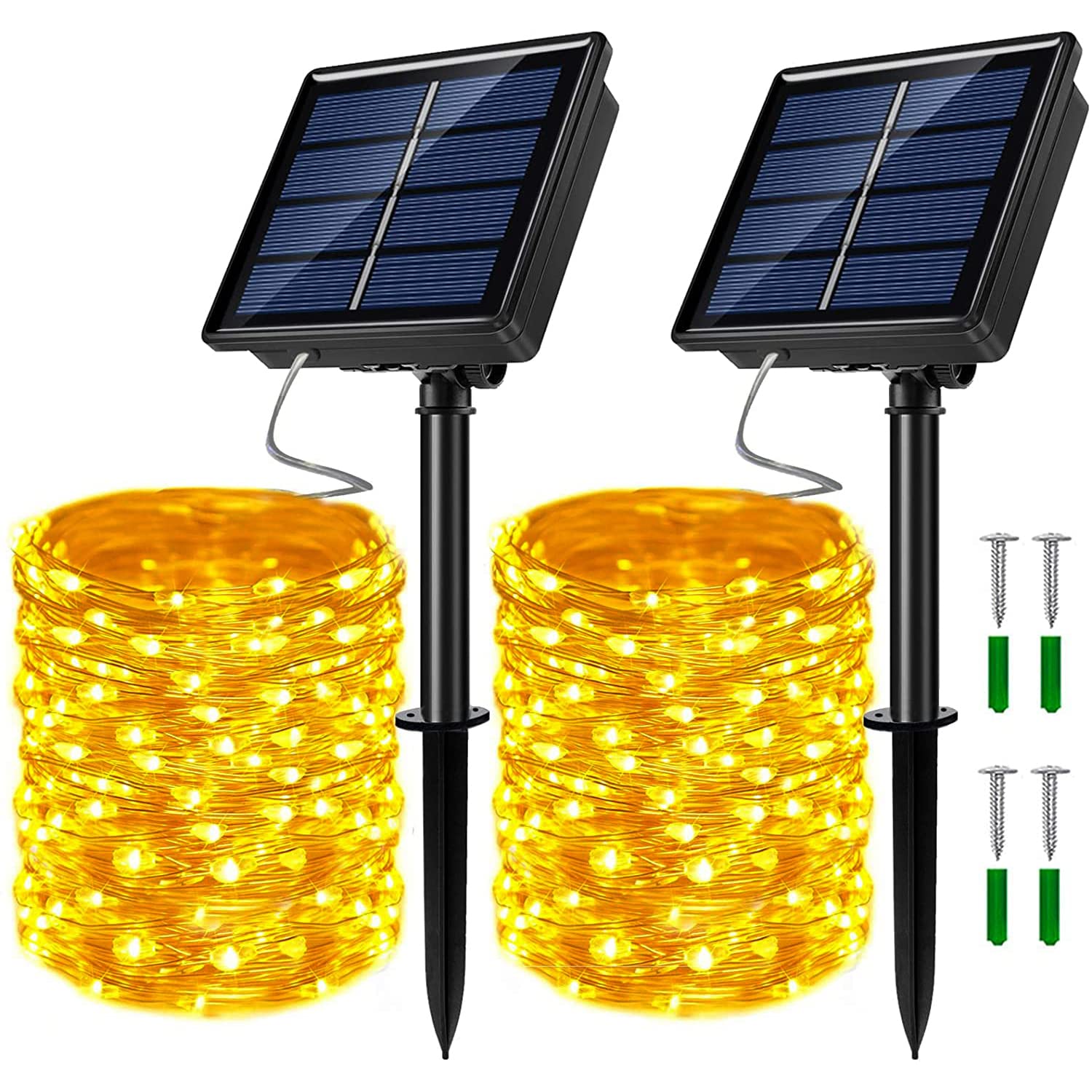 JosMega Solar Powered Fairy String Lights, 8 Modes, 33ft-100LED, Warm White, Waterproof Outdoor Christmas Decorations