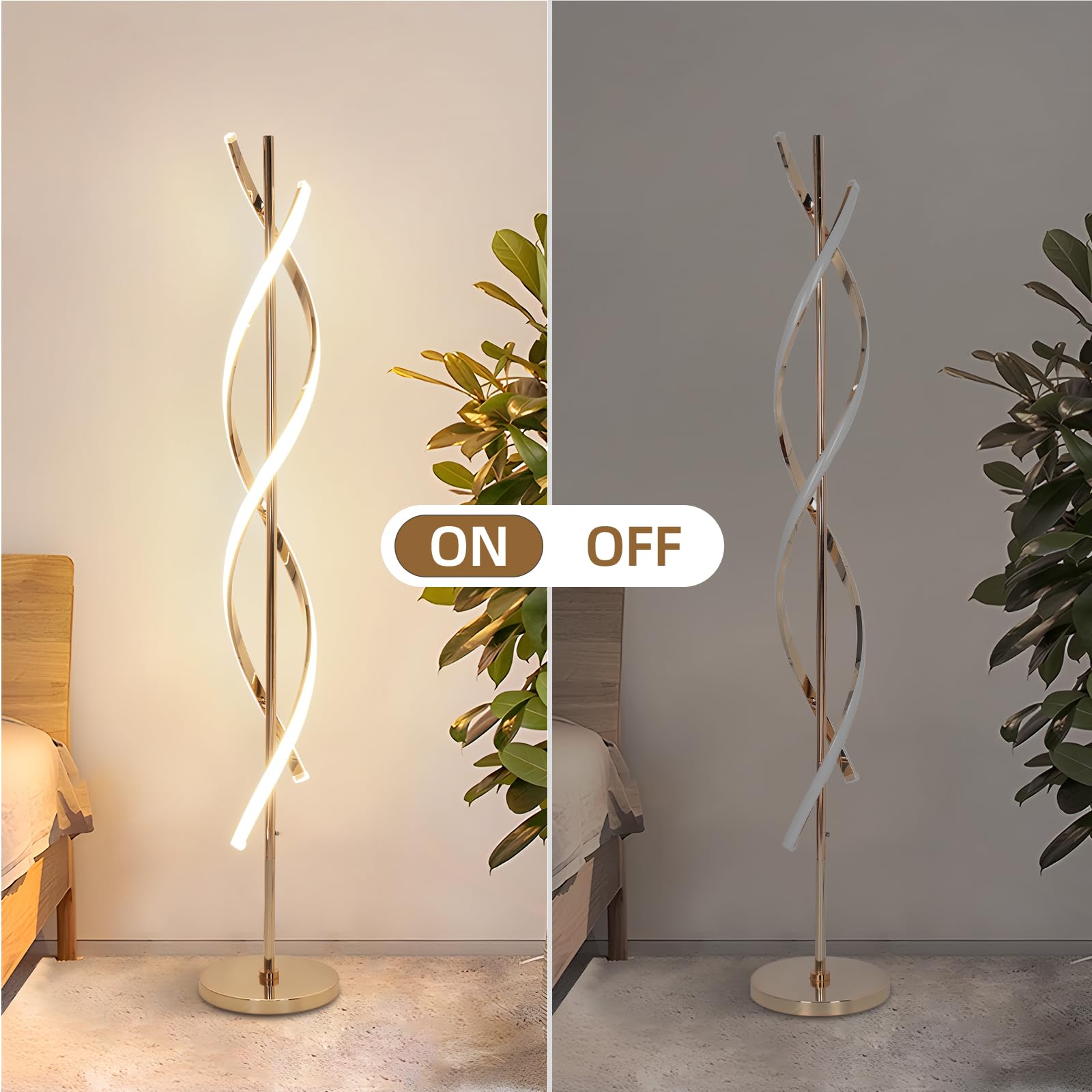 Adisun 40W Led Floor Lamp Remote Control Dimmable Spiral Floor Lamp Indoor Tall Lamp Floor Lamps For Living Rooms Family Rooms B