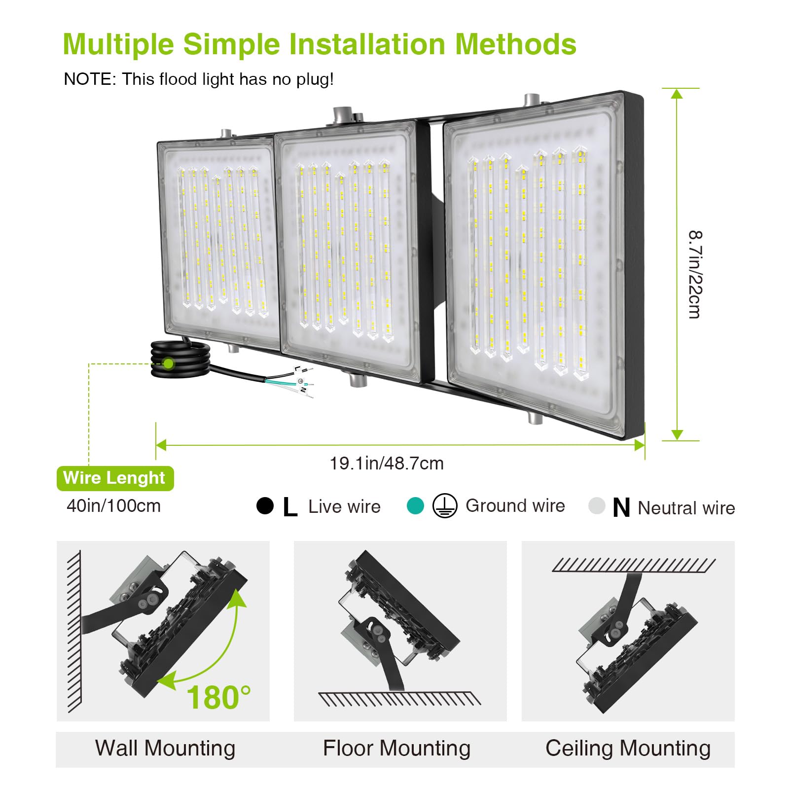 STASUN 600W Flying Series Max LED Flood Light - 6000K, IP66 Waterproof, Black, Model 21035, Ideal for Outdoor Stadiums and Parking Lots