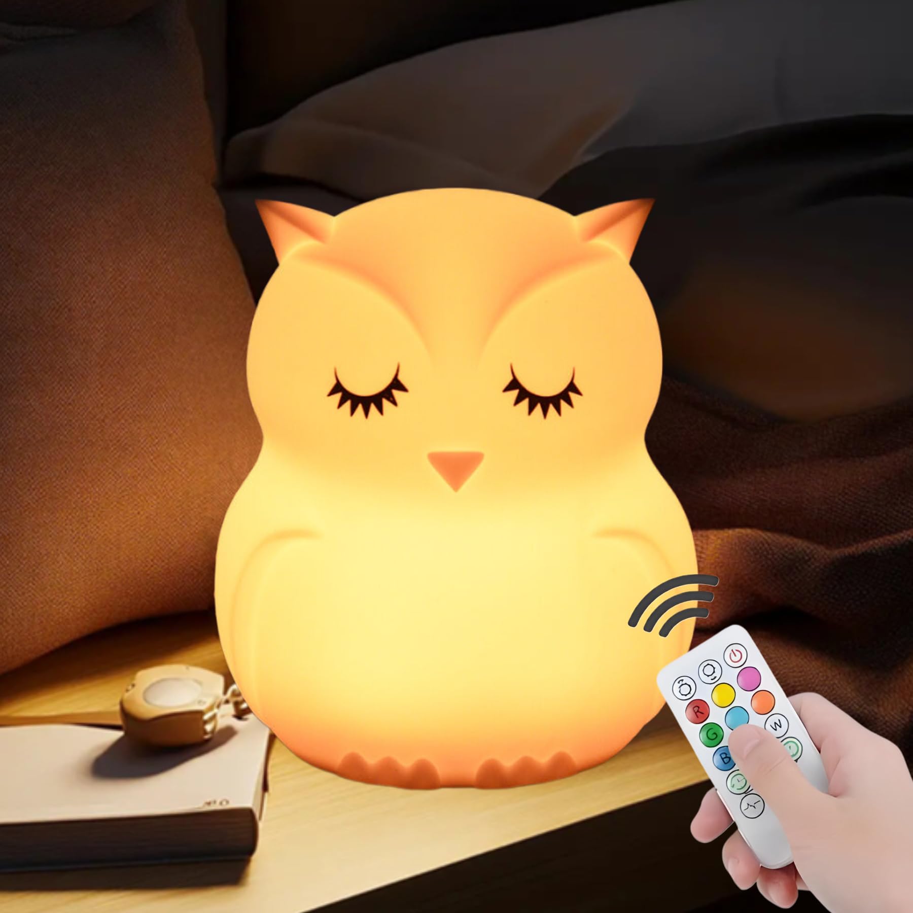 xinjinhju Large Owl Night Lights for Kids Bedside Lamp Childrens Room Animal Sleep Night-Light for Girls and Boys - Changeable 