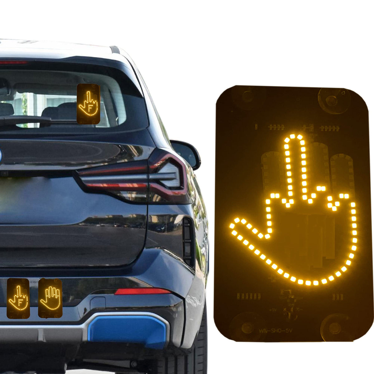LED Middle Finger Sign for Car, Truck, Thank You Light, Thumb Up Down Light, Cool Car Interior Light to Express Yourself, Cool F