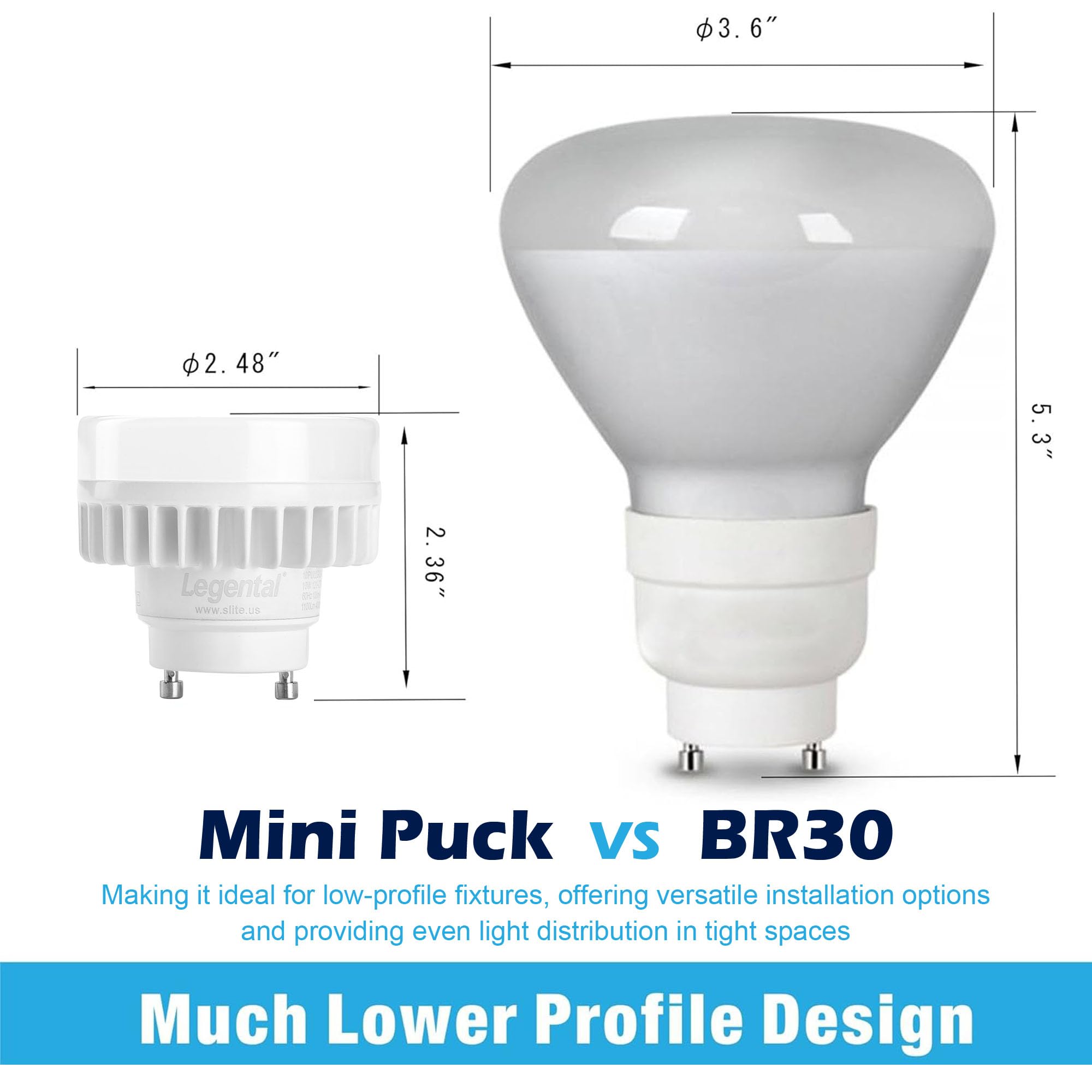 Silverlite 10W LED Puck Light Bulb, 4000K, Aluminum, 1100LM, Wet Location, 1 Count, GU24 Squat, UL Listed, 500