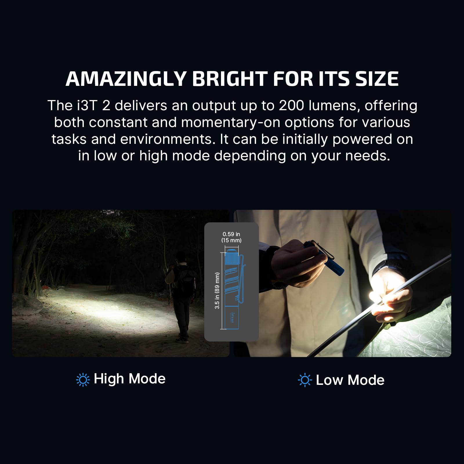 OLIGHT I3T 2 EOS Pocket Flashlight, 200 Lumens, Aluminum, Midnight Blue, Model I3T2-MNB-300000