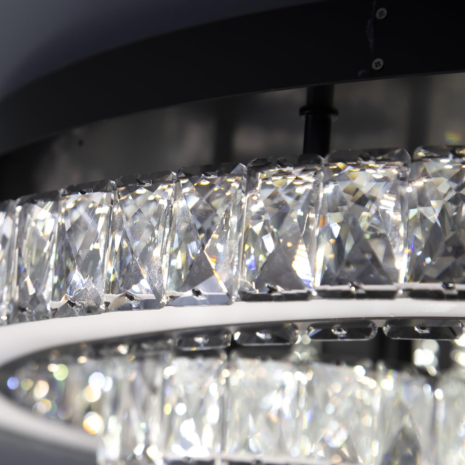 Haixiang Crystal Glam Chandelier Led Ceiling Light Living Room Lighting Fixtures Remote Dimmable Ceiling Chandeliers 32 Inches L