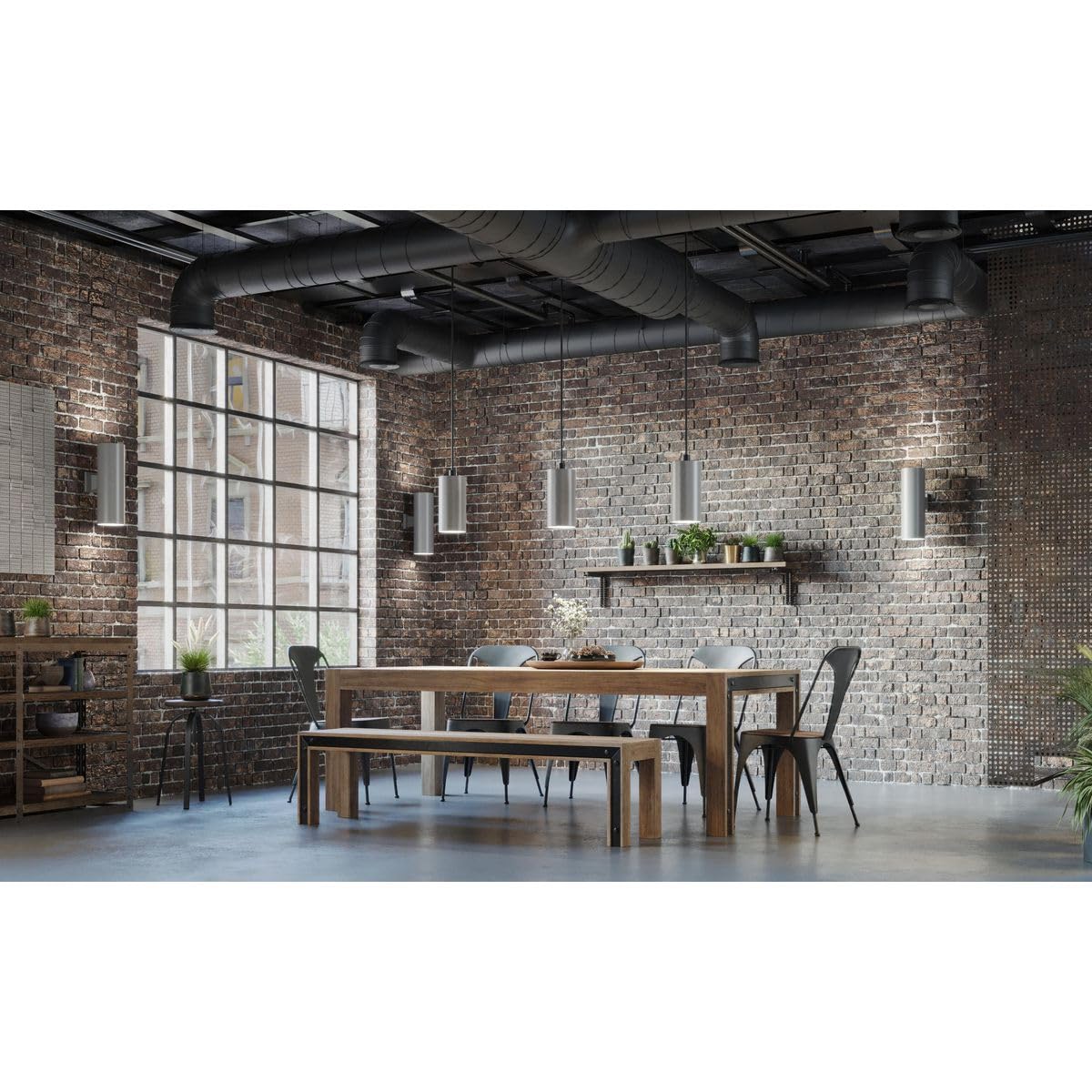 Progress Lighting 5-Inch Cylinder Outdoor LED Wall Sconce, 2-Light, Die Cast, Metallic Gray, Model P5675-82/30K