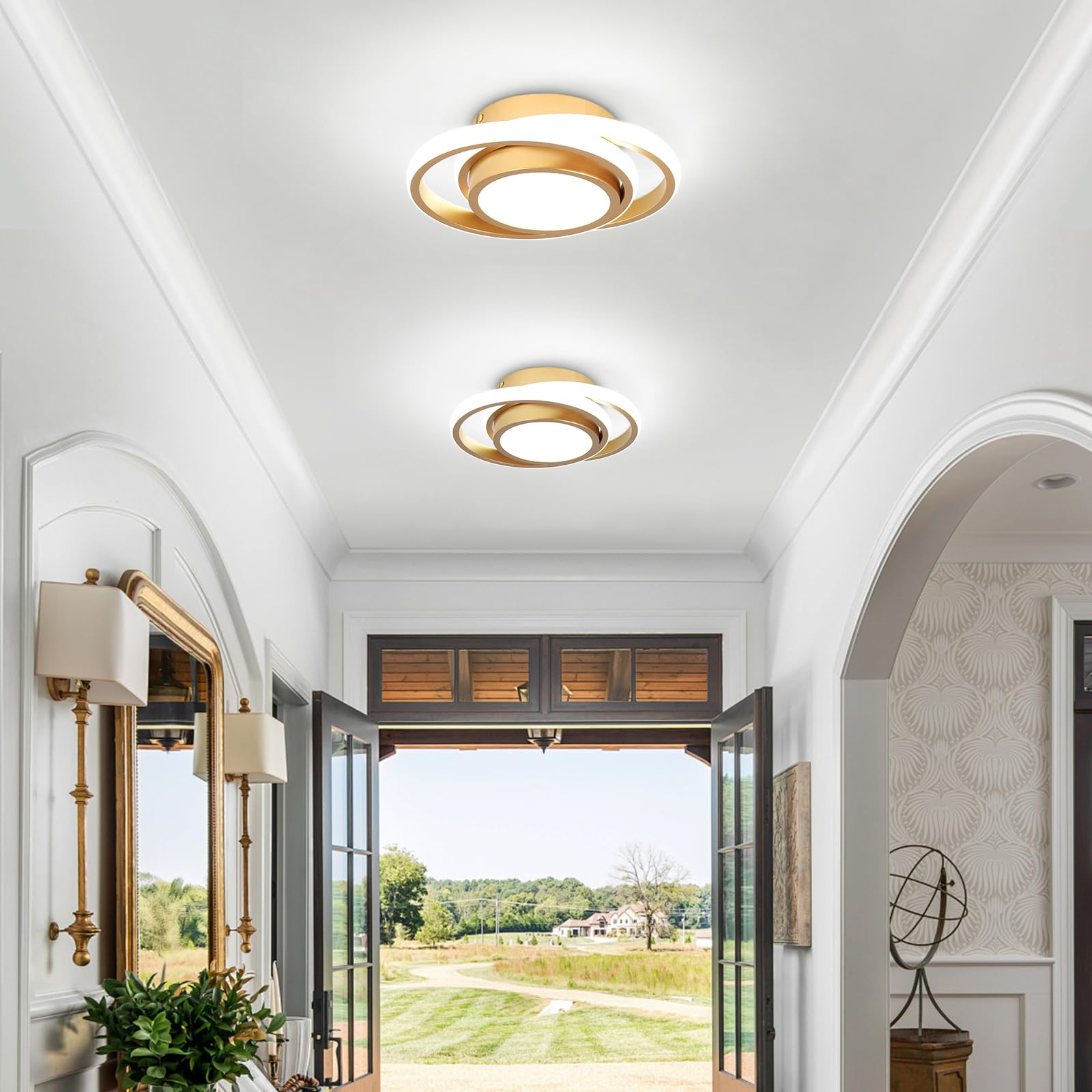 Caneoe Small Modern Led Ceiling Light  Gold Round Hallway Light Fixtures Ceilings  Indoor Ceiling Lamp Fixtures For Hallway Living Room Bedroom Kitchen Office Lighting Fixture