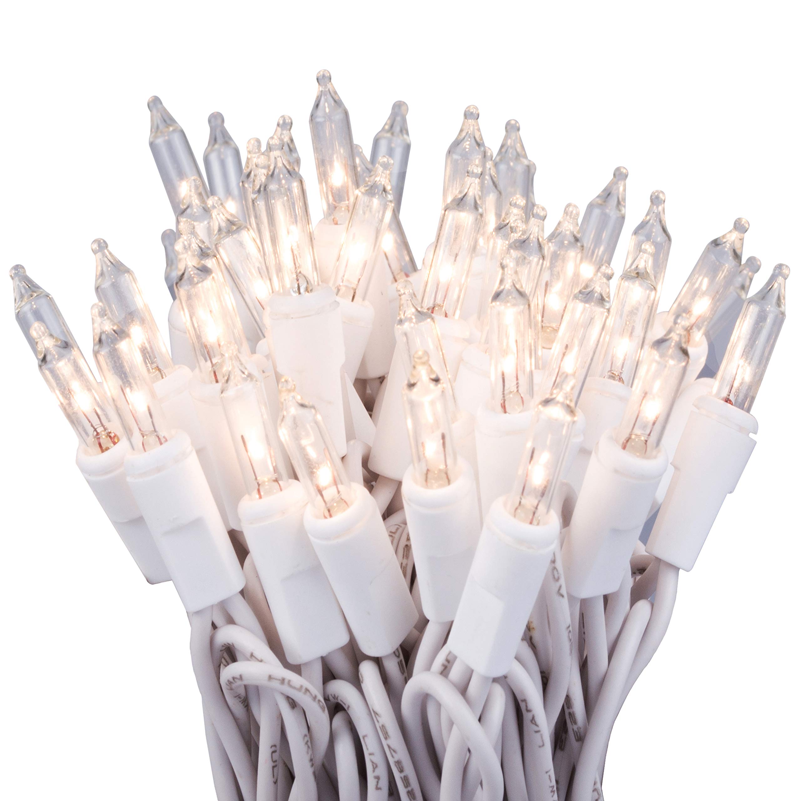 612 Vermont 50 Clear Christmas Lights - White Wire, 9ft Lighted Length, UL Approved, Indoor/Outdoor, Model LHS50-1(0.17)-LHM