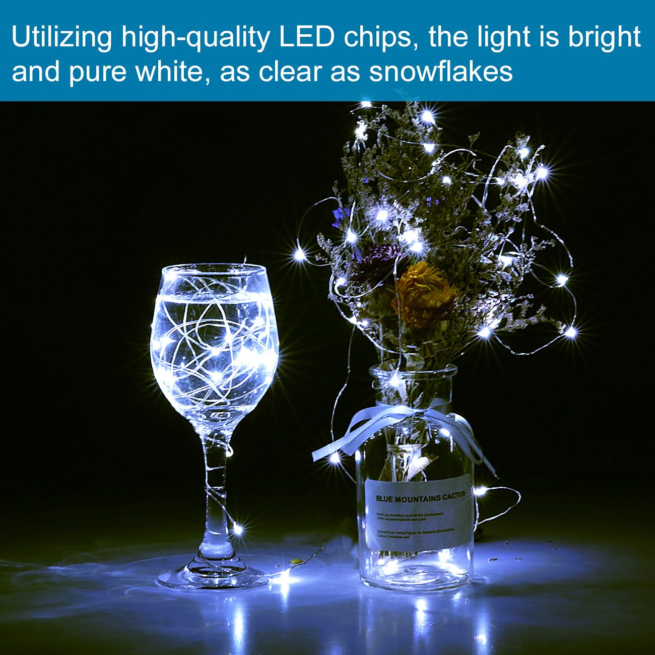 Ledikon 18 Pack Led Fairy Lights Battery Operated String Lights - 3.3Ft 20 Led,Silver Wire Cool White | Wedding,Party Centerpieces,Table Decor,Diy Crafts,Halloween,Christmas,Mason Jars Décor