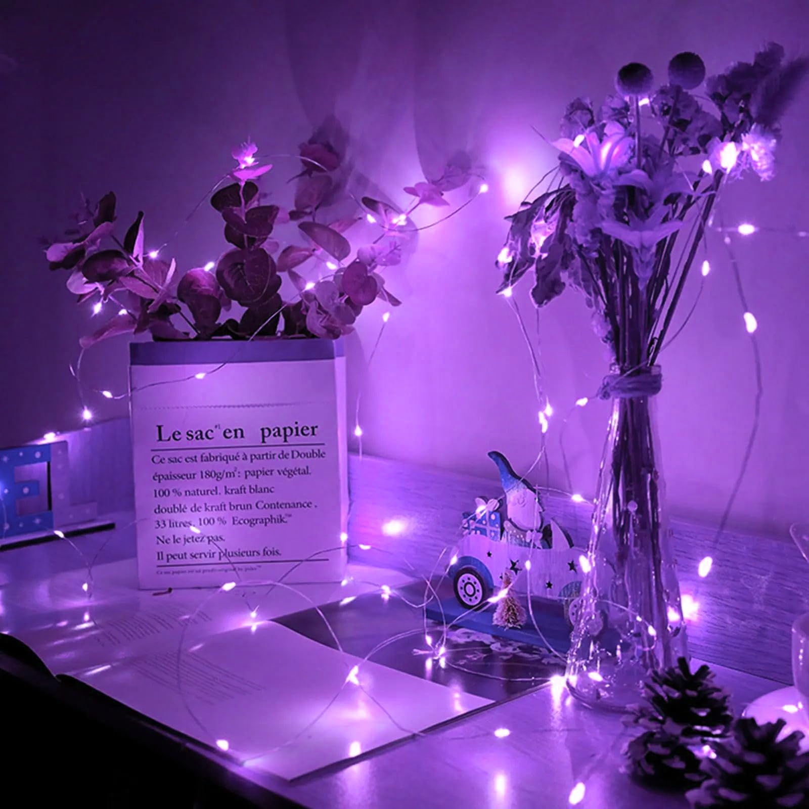 chzk LED Fairy Lights 8 Pack, 7Ft 20LED Twinkle Lights, Waterproof, Purple, Model A01-Mini for Mason Jars, Wedding, Christmas Decor