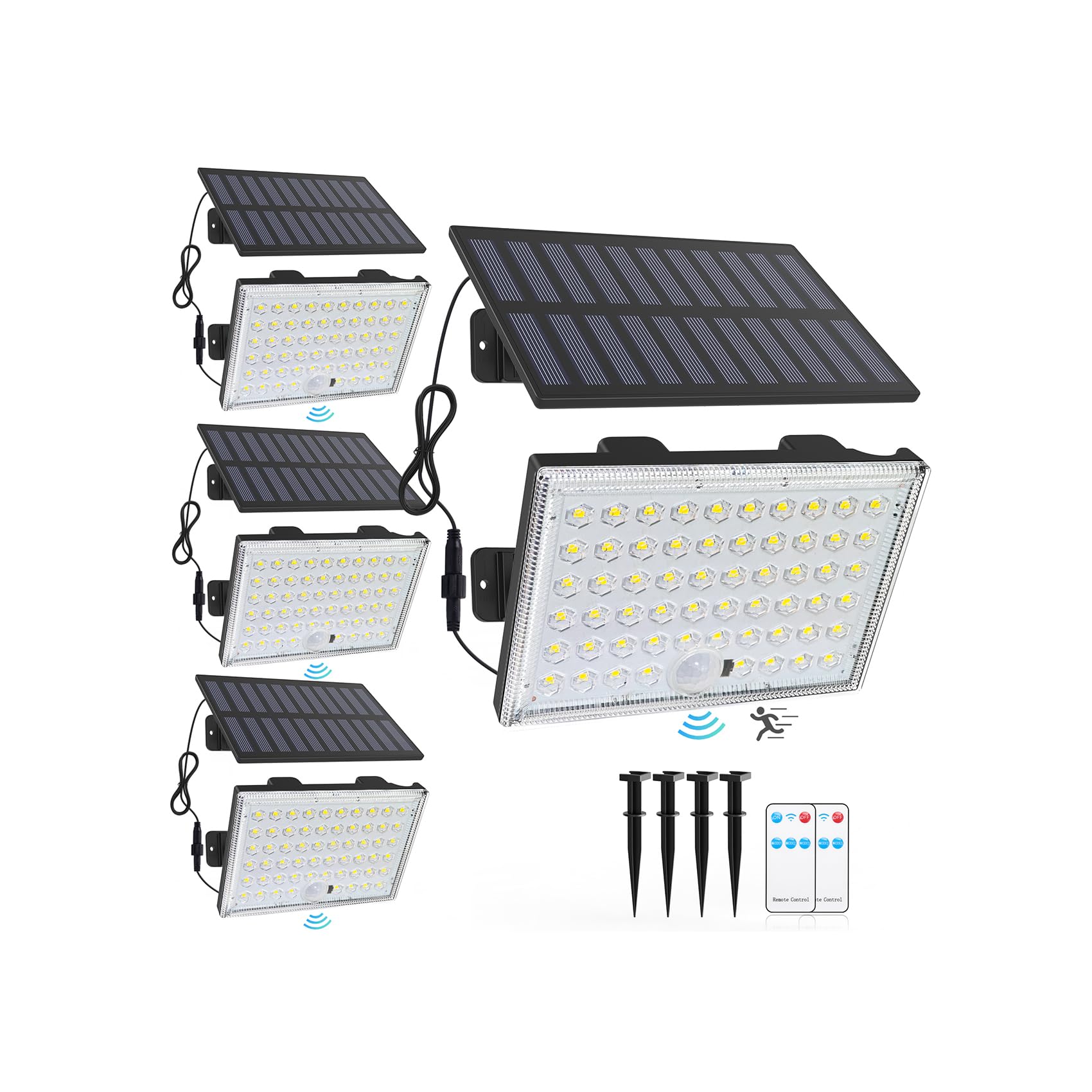 LumiZen Outdoor Solar Lights, 3500LM Motion Sensor, IP65 Waterproof, Remote Control, 4 Pack, Model FTT-001
