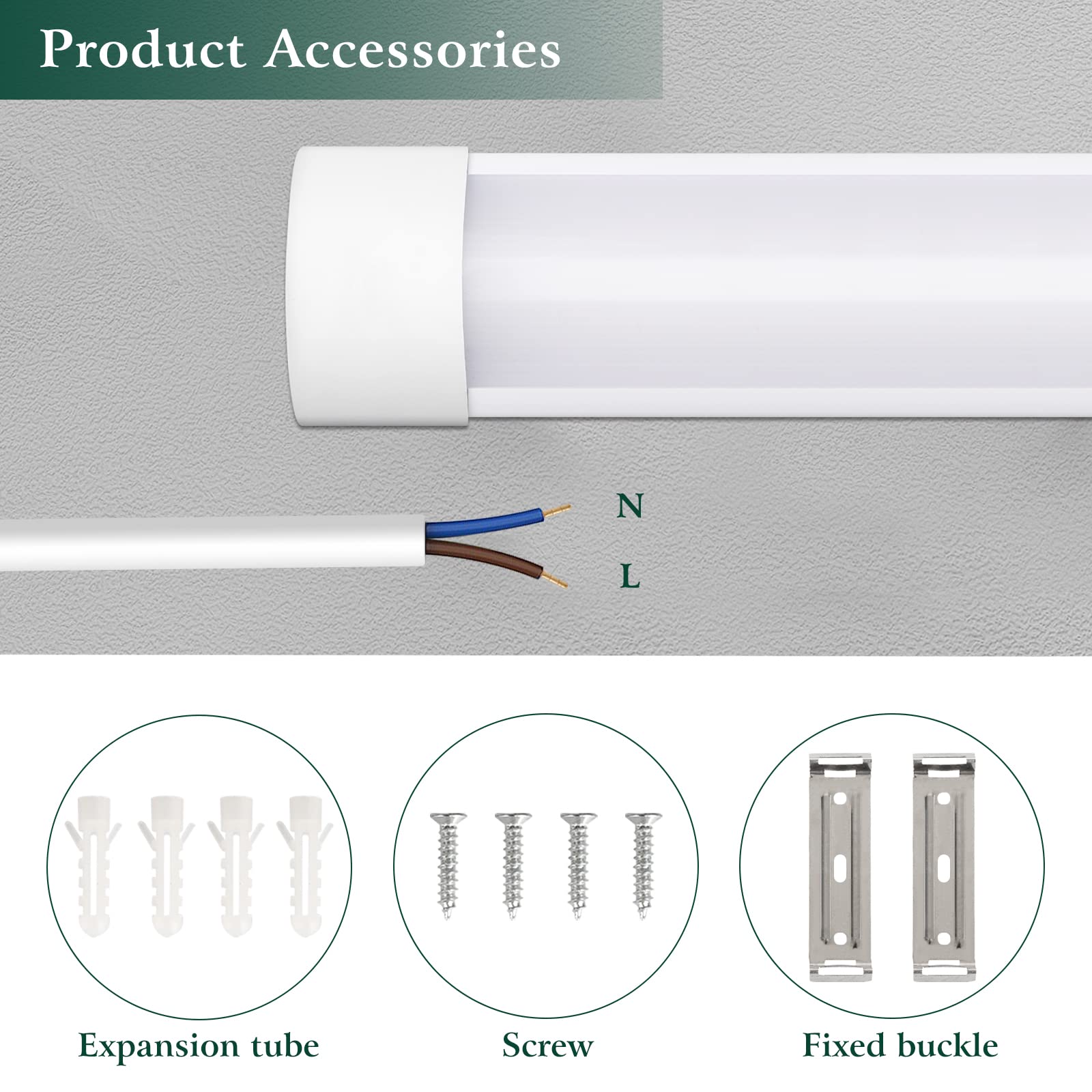 colmeguna 4FT LED Batten Light, 40W, 4000K Daylight, Slim Ceiling Fixture, Plastic, 2 Pack, Model IP20-US-120