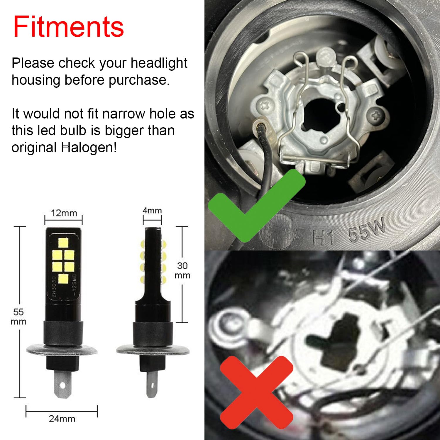 SOCAL-LED LIGHTING H1 LED Fog Light Bulb, Ice Blue, 3030 SMD, Advanced DRL Lamp