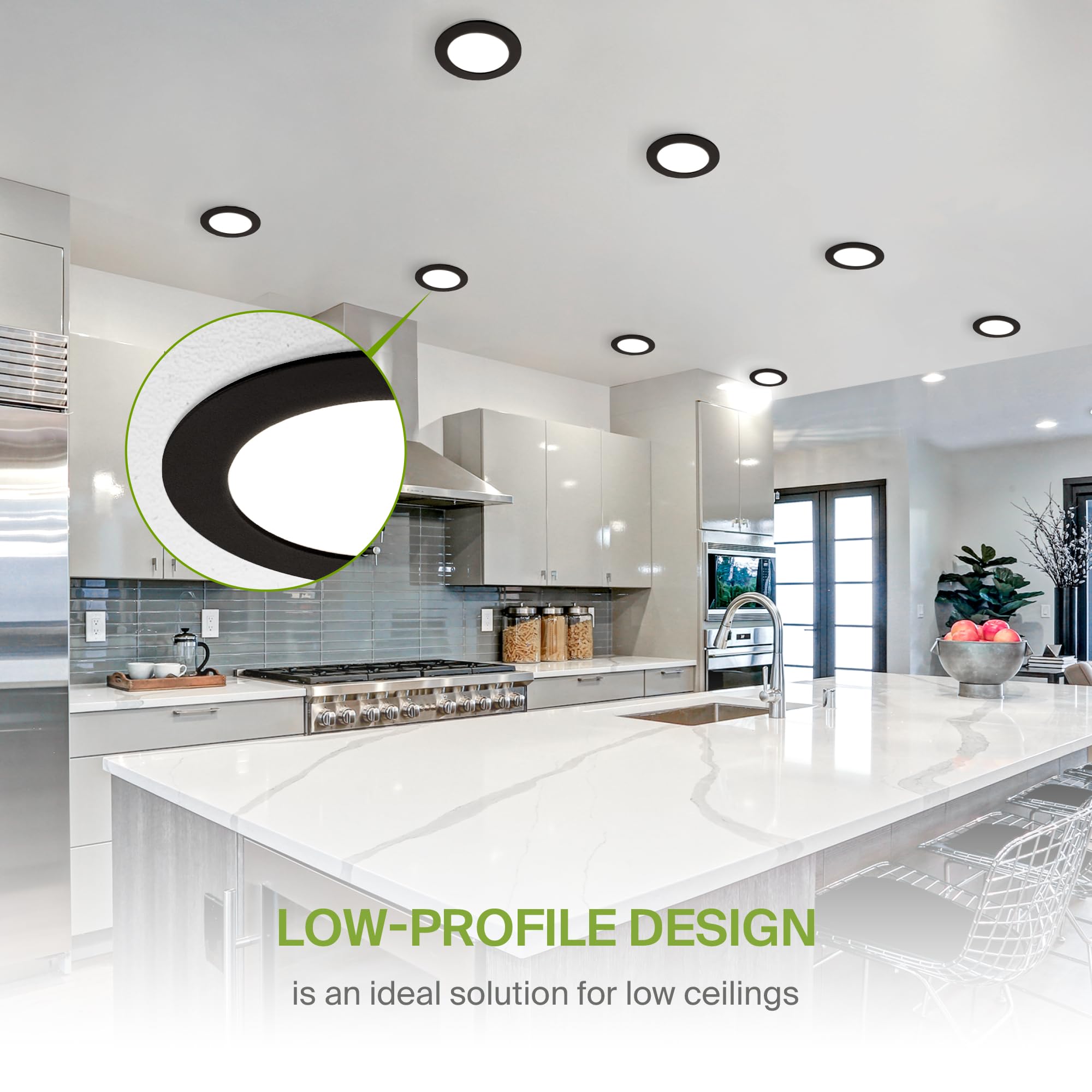 Asd 6 Pack Led Recessed Lighting 4 Inch 9W  5 Cct 2700K-5000K Cri90+  Ic Rated Ultra Thin Dimmable Ceiling Lights With J Box  Canless Wafer Downlight  Round Slim Panel Light  Energy Star Etl  Black