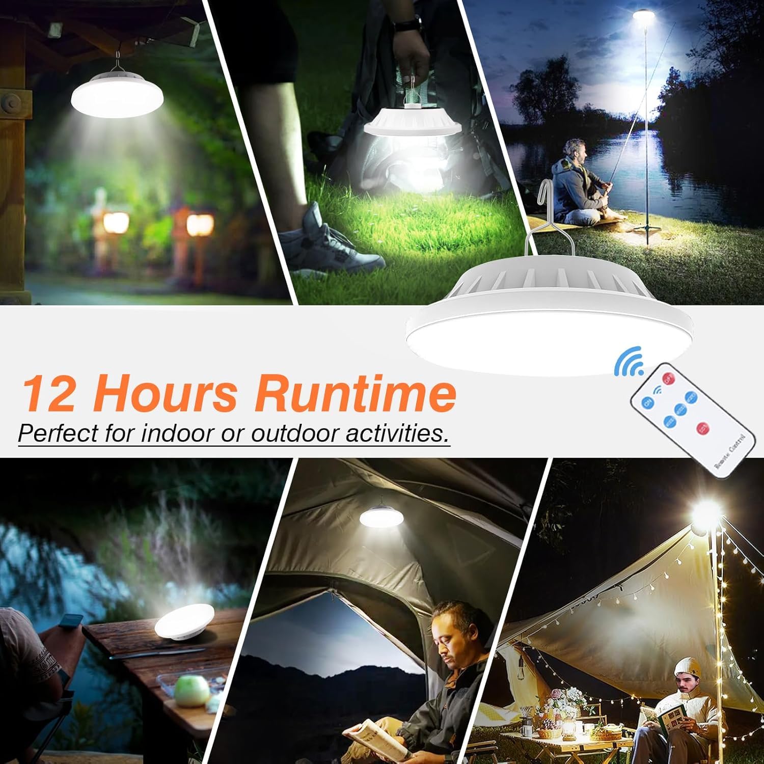 Solar Camping Lanterns Remote Tent Light - 4000LM Portable LED Camping Light Hanging Waterproof USB Rechargeable Lantern for Cam