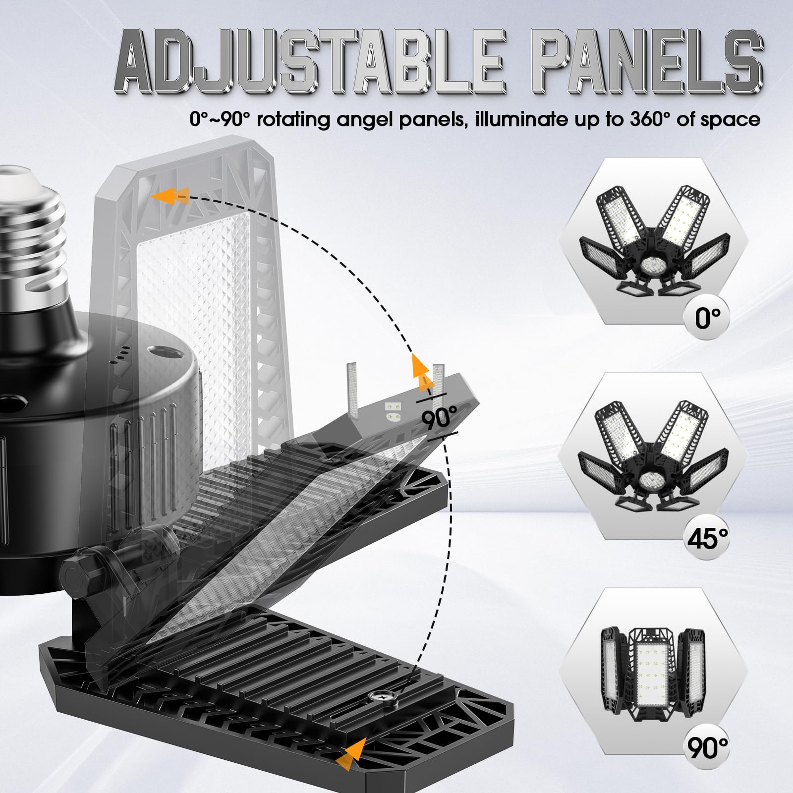 Topaubub Garage Light 4 Pack 160W, 16000Lm Led Lights For Garage With 6+1 Deformable Panels 6500K Screw In Led Shop Lighting For