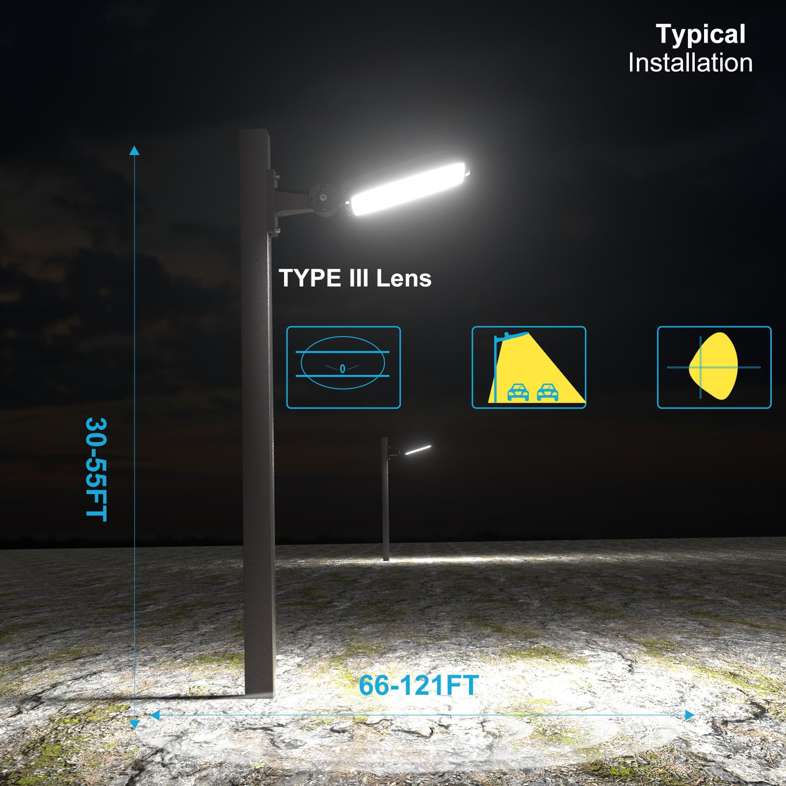 Lightdot 400W(486X1W) Led Parking Lot Light Adjustable Arm Mount Parking Lot Lighting (60000Lm Eqv 1600W Hps) Led Pole Lights Outdoor With Photocel(Height:30~50Ft)-3Pack