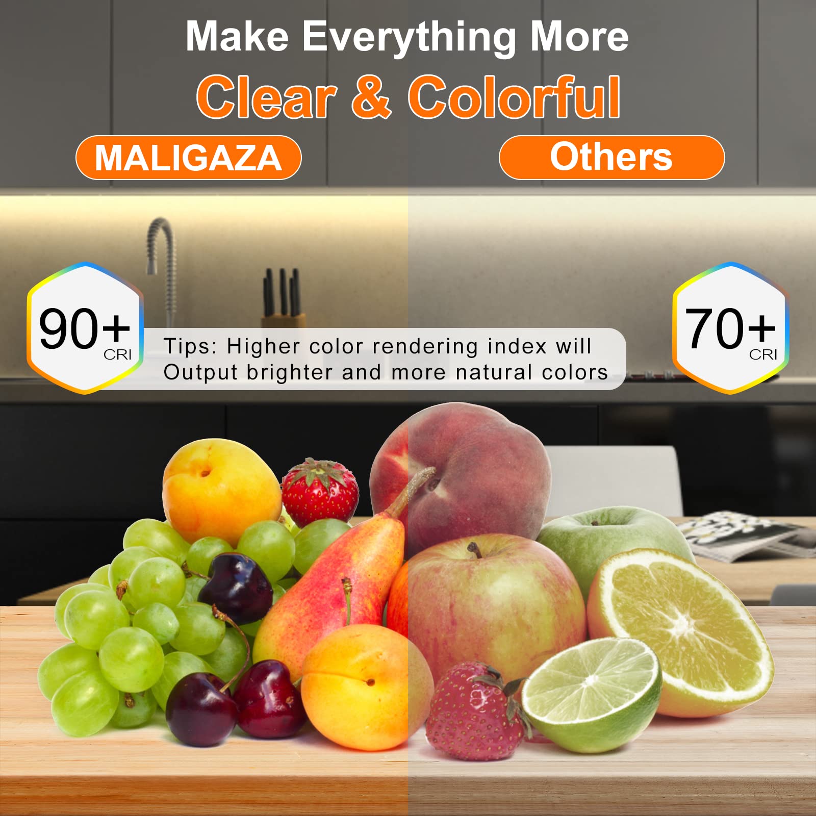 Maliigaza Ip68 Waterproof 12V Cob Led Strip, 16.4Ft Cri>90 480Leds/M 11W/M, 6000K Super Bright Led Tape For Outdoor Bathroom Swi