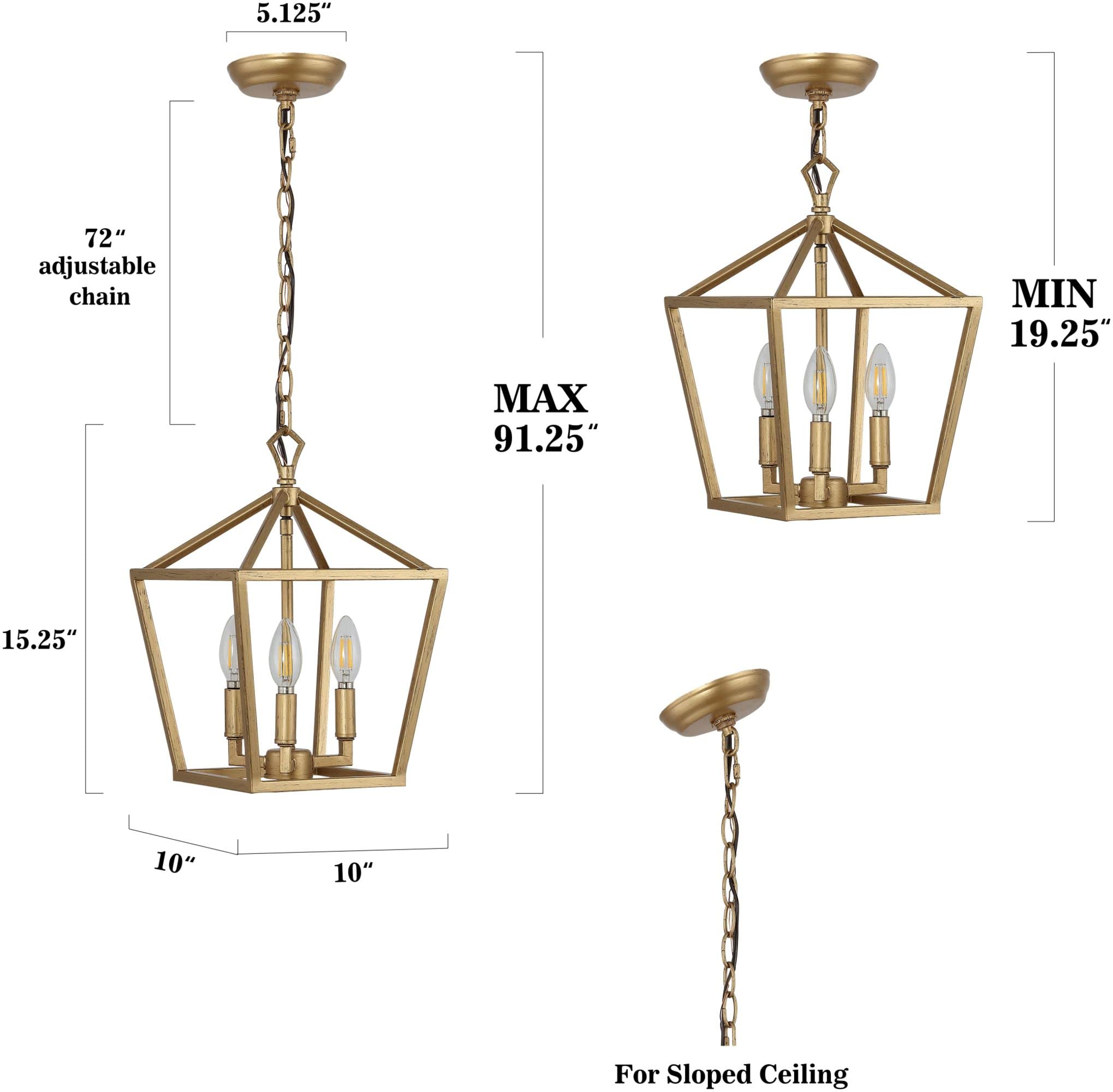 JONATHAN Y LED Pendant Light, 10in Adjustable Dimmable Metal Pagoda Lantern, Oil Rubbed Bronze, Model JYL7601A